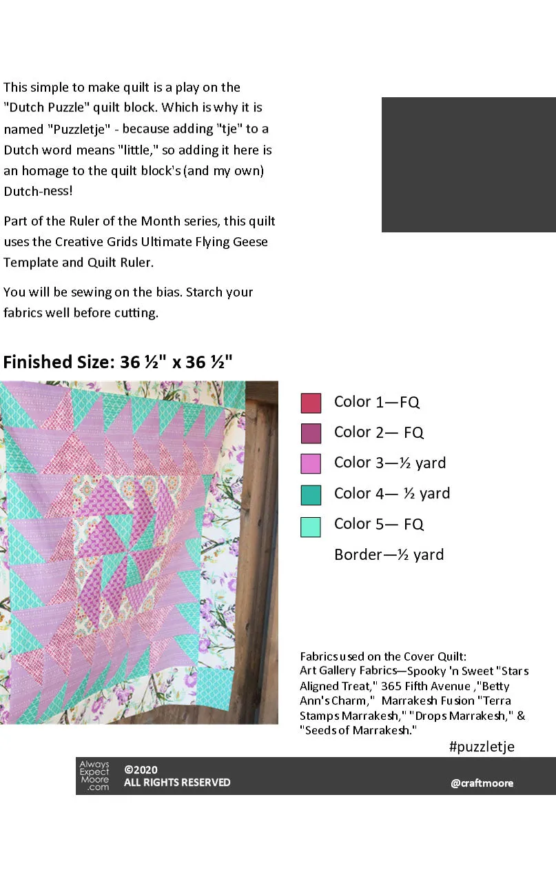 Puzzletje Quilt - Digital Download