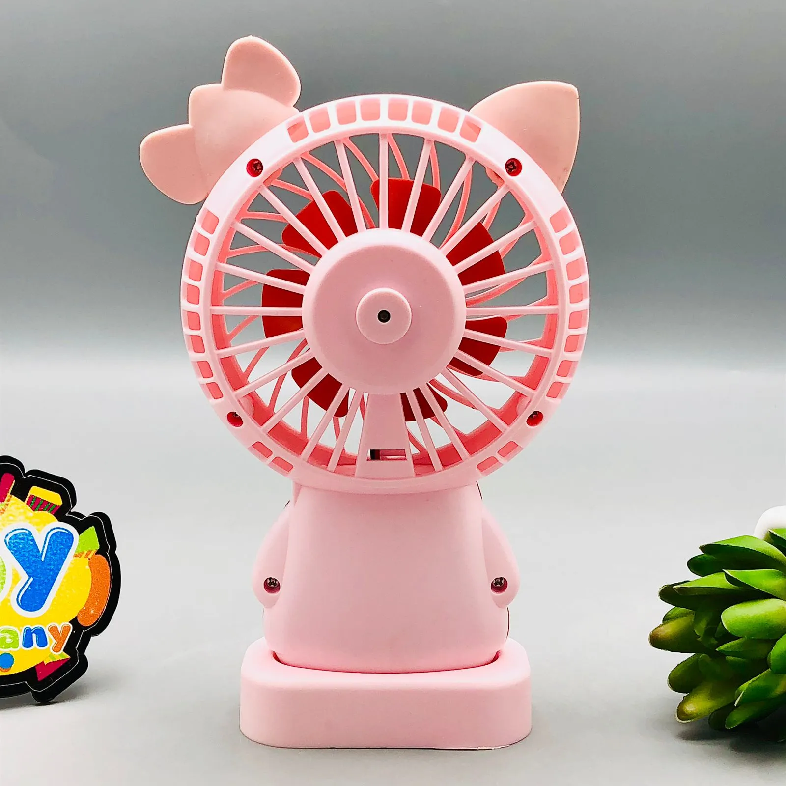 Rechargeable Cute Kitty Style Mini Table Fan With Light