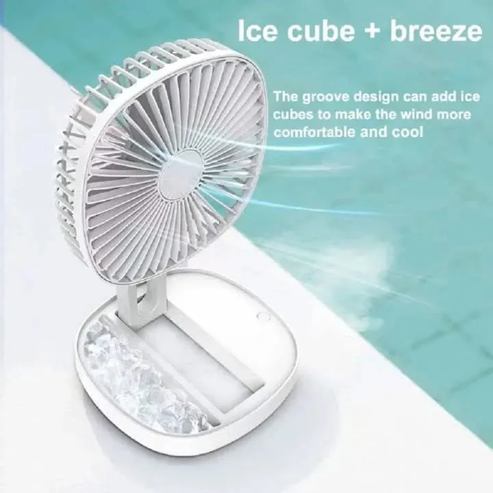 Rechargeable Small Mini Portable Foldable Table Fan with Ice Tray & 1200mAh Battery for Home, kitchen & Office Desk