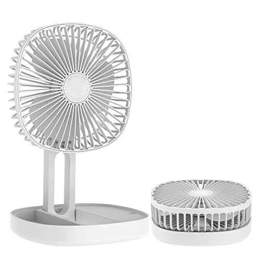 Rechargeable Small Mini Portable Foldable Table Fan with Ice Tray & 1200mAh Battery for Home, kitchen & Office Desk