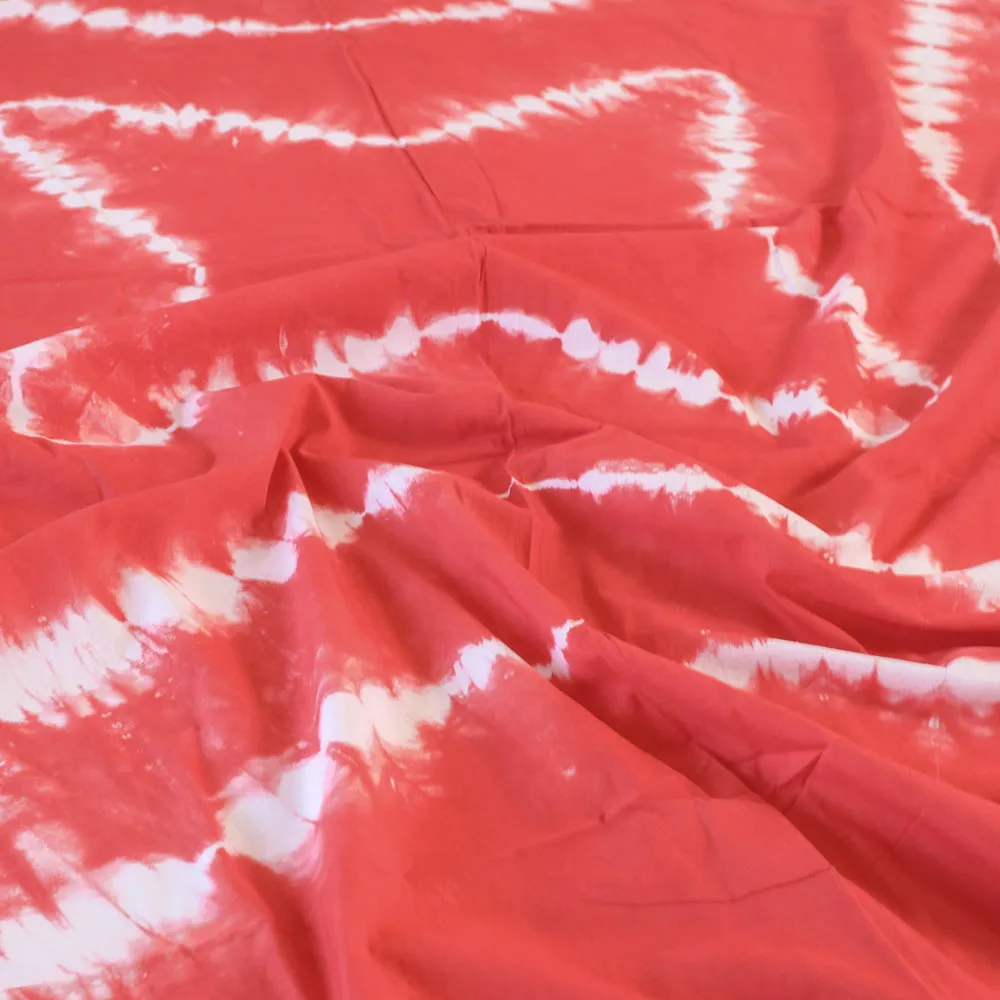 Red - Shibori Tie-Dye Cotton Double Bed Cover with Pillow Covers