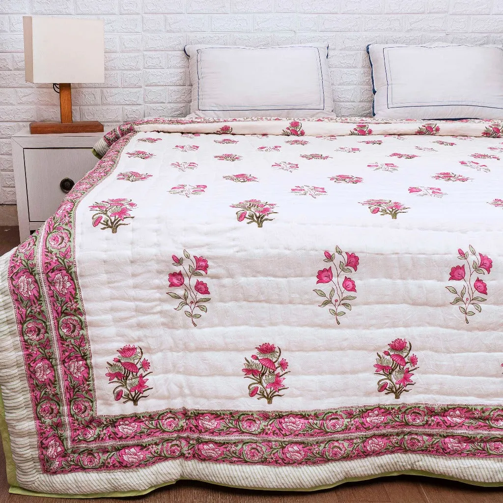 Rose Grandeur Hand Blocked Quilt