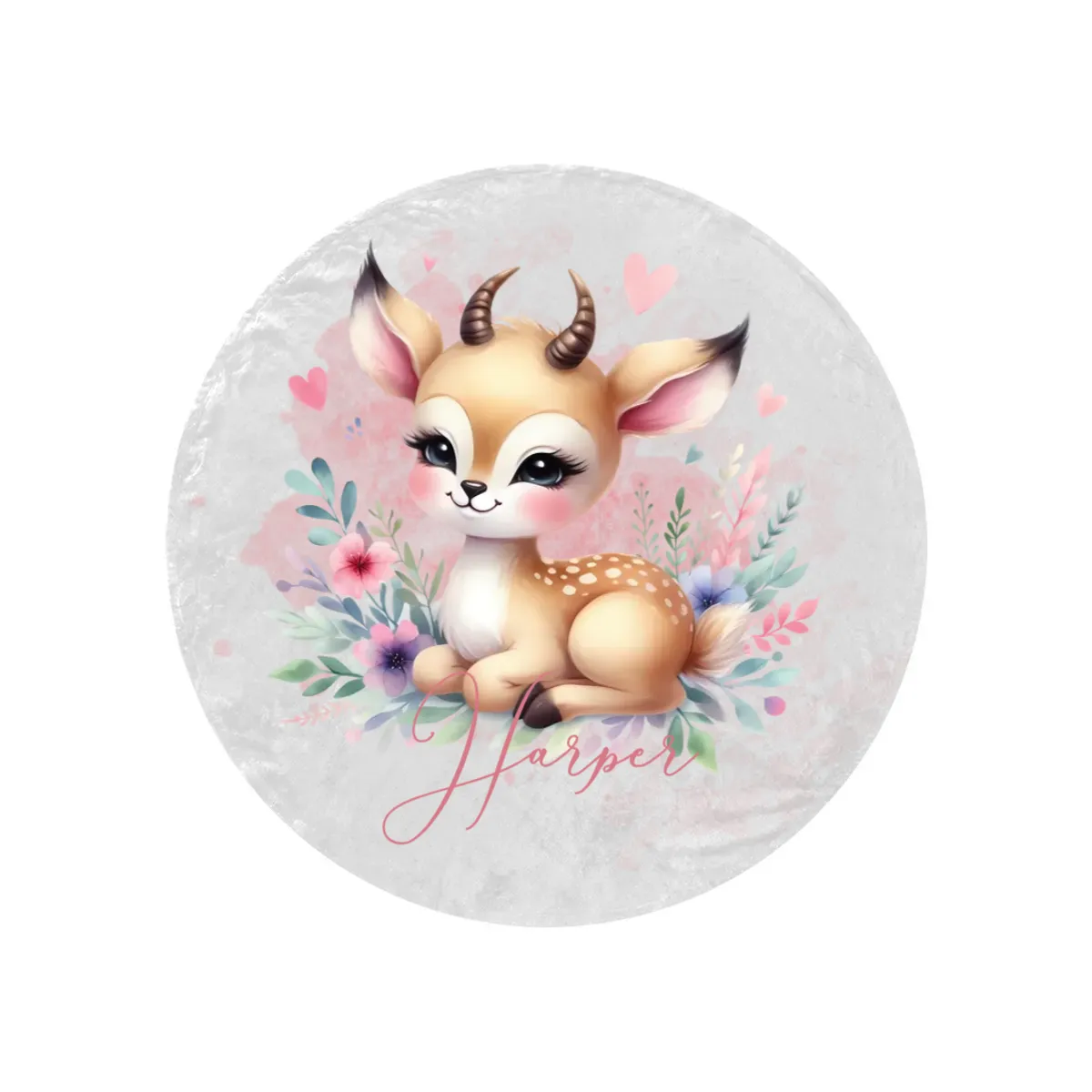 Round Blanket Personalised Deer