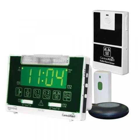 Serene Innovations CentralAlert CA-360 Alarm Clock with Audio Sensor CA-AX Bundle