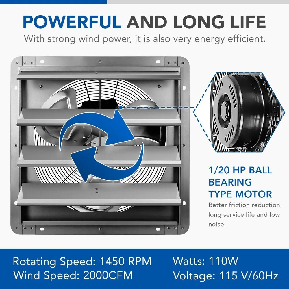 Shutter Exhaust Fan Aluminum 18inch