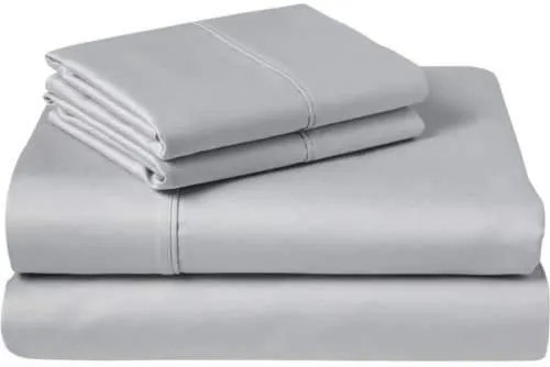 Sleeper Sofa Bed Sheet Set - Queen Silver Grey Solid Sofa Bed Sheets - 100% Cotton 500 Thread Count Sofa Sheets - Sleeper Sofa 4 PC's Sheet Set - Sleeper Sofa Sheets - Fits Mattresses Up to 6" Drop