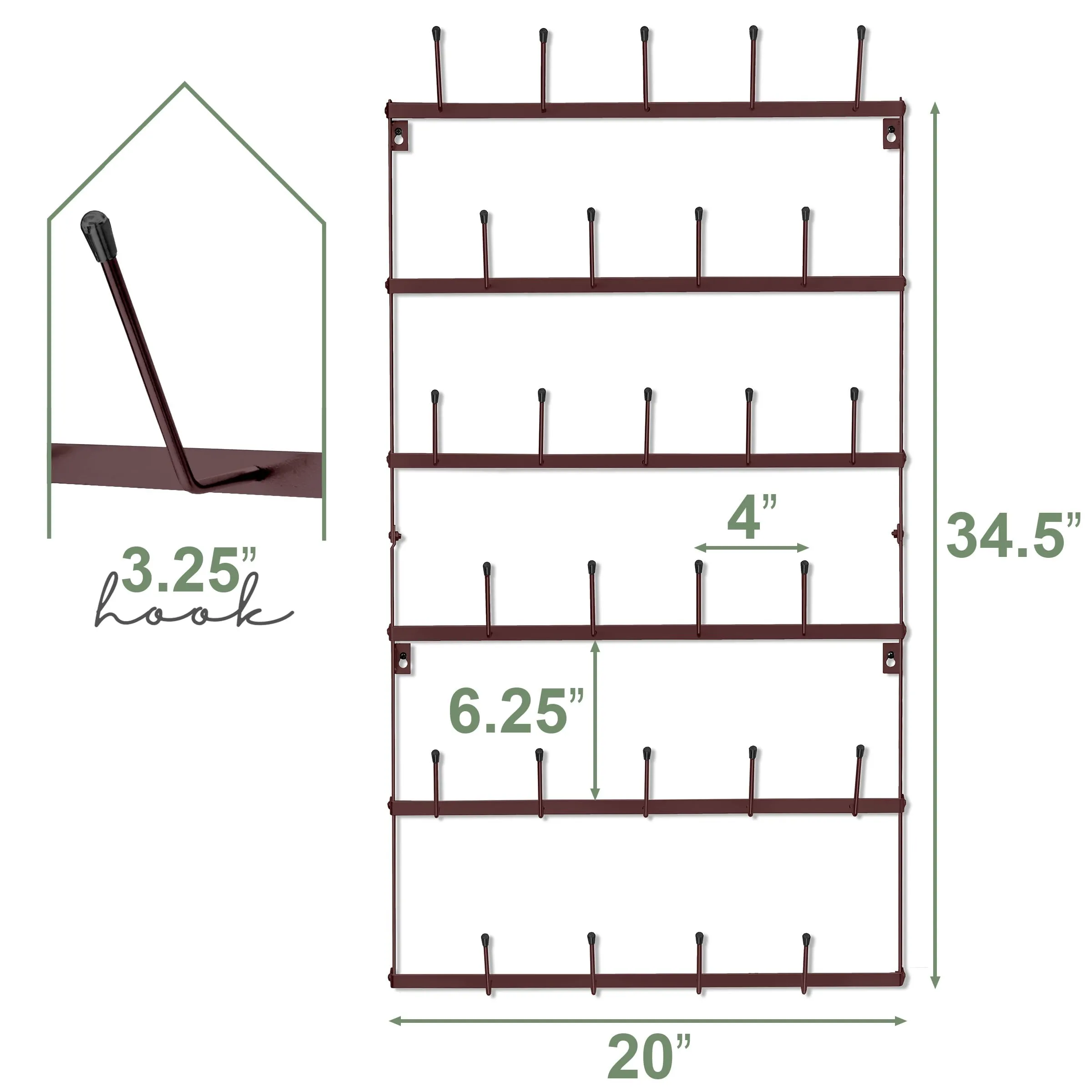 Sorbus Mug Rack for Wall - Large Rustic Coffee Mug Holder Wall Mount with 27 Hooks, Coffee Cup Display Rack, 6-Tier Metal Mug Organizer for Home, Kitchen & Bar, Coffee Station, Dining Room