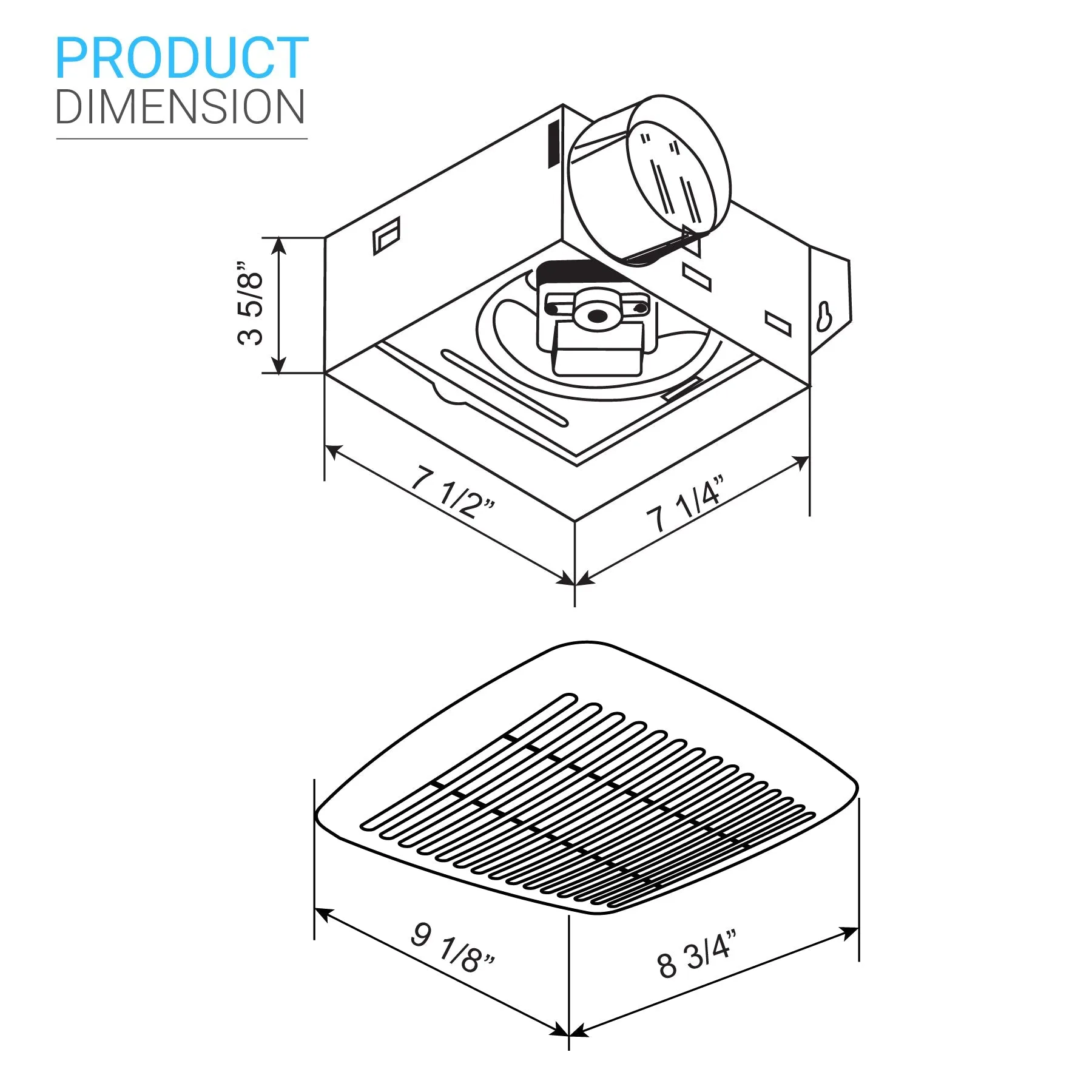 Sterling Value Series S50 Bathroom Exhaust Fan, 4.0 Sones, 50 CFM, White, Ceiling/Wall Mounted, ETL Listed