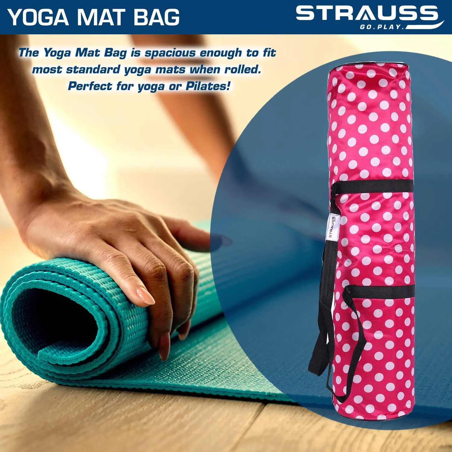 Strauss Yoga Mat, 6mm (Purple Floral) and Cooling Towel, 80 cm, (Purple)