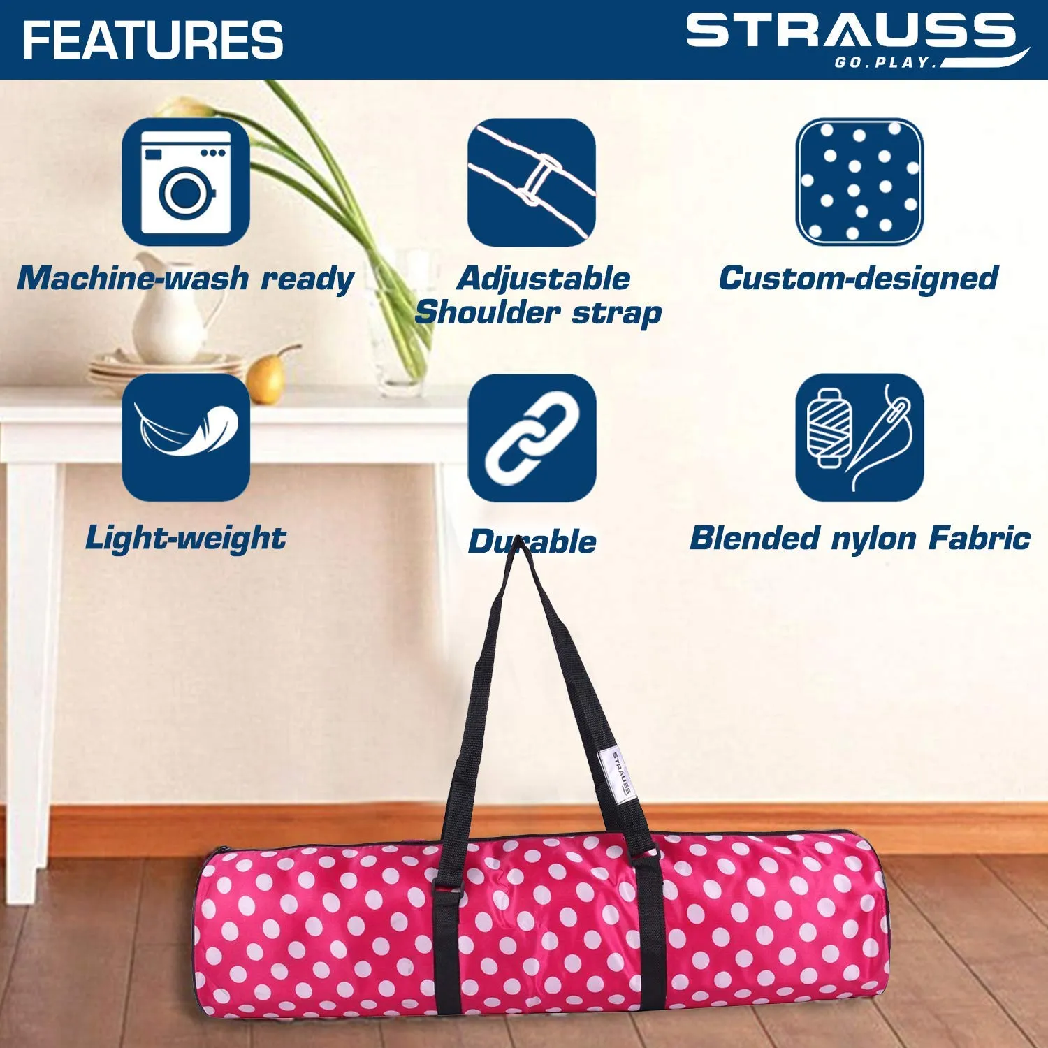 Strauss Yoga Mat, 6mm (Purple Floral) and Cooling Towel, 80 cm, (Purple)