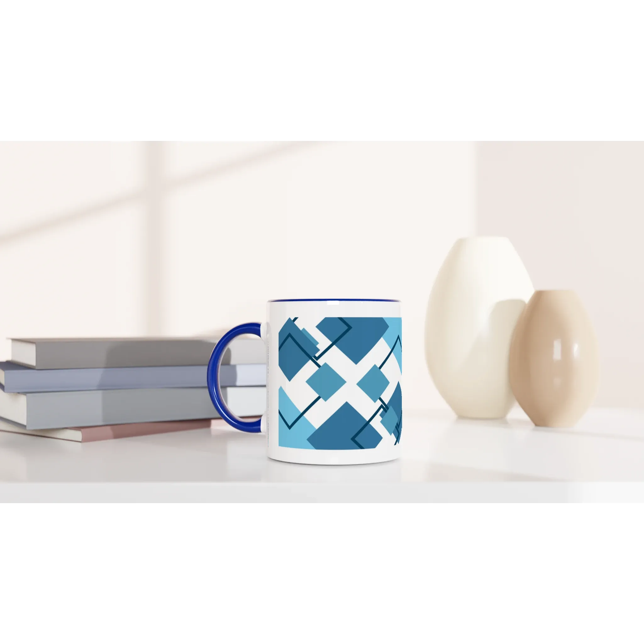 Stylish Blue Square Geometric Coffee Mug