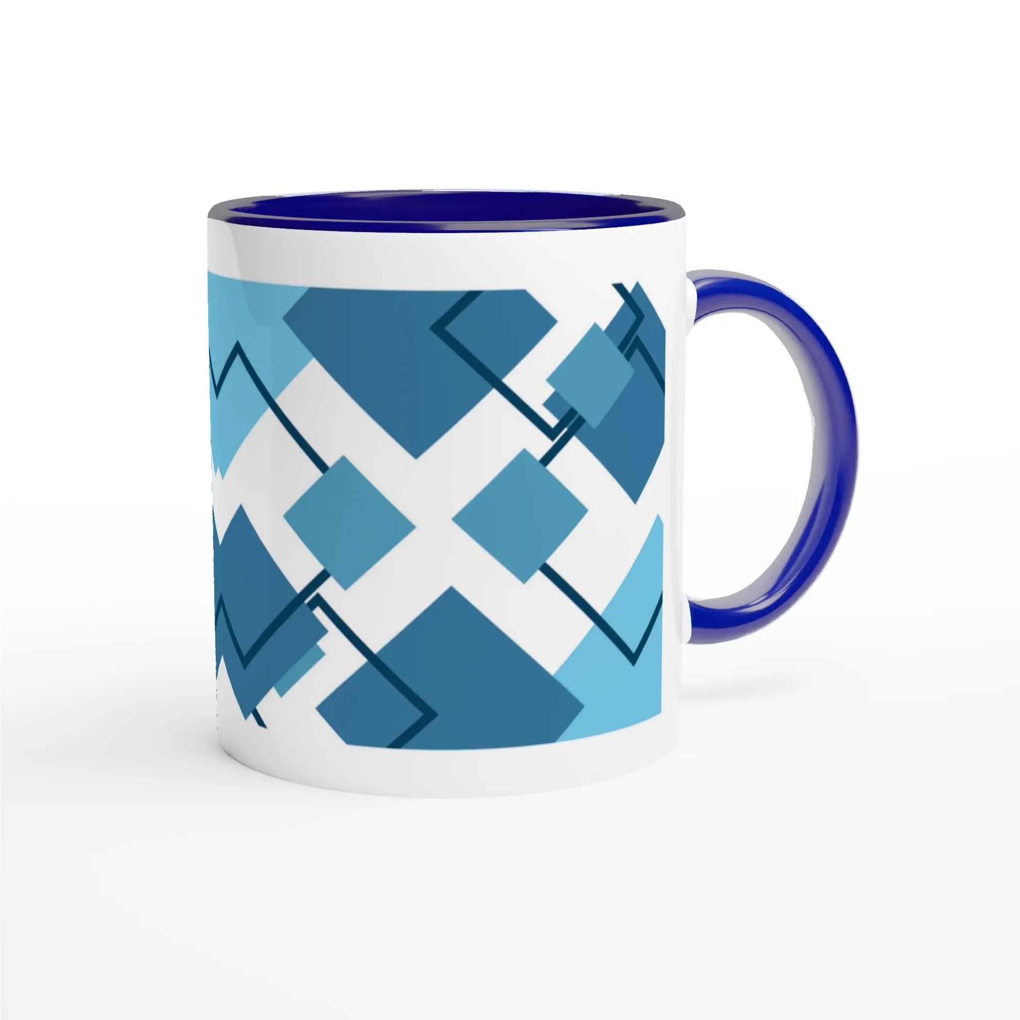 Stylish Blue Square Geometric Coffee Mug