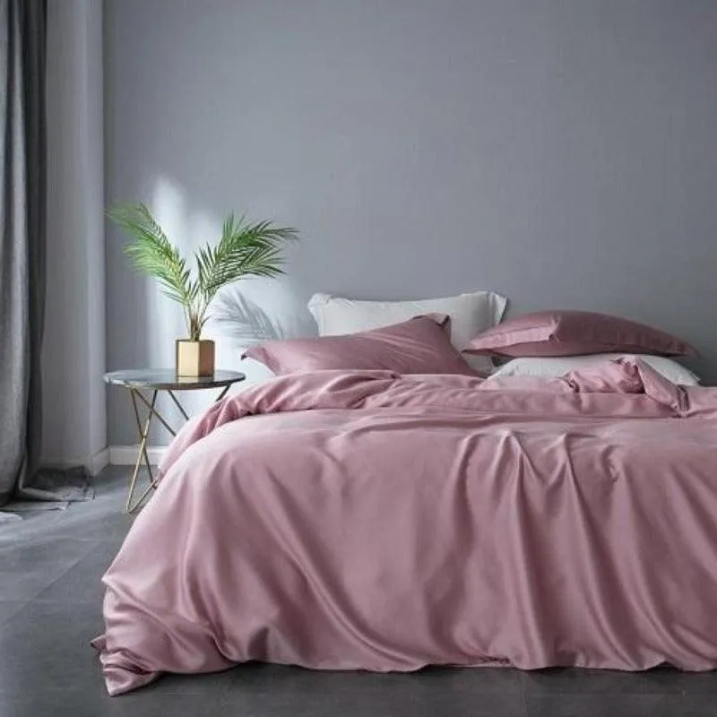 Tencel Silk Soft Quilt Cover Set - Pink