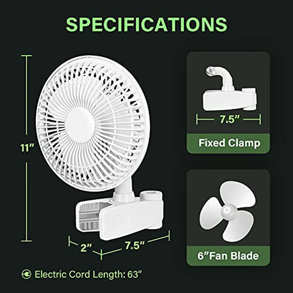 Tent Pole Clip Fan Monkey Fan Wall-Mounted Fans-6inch