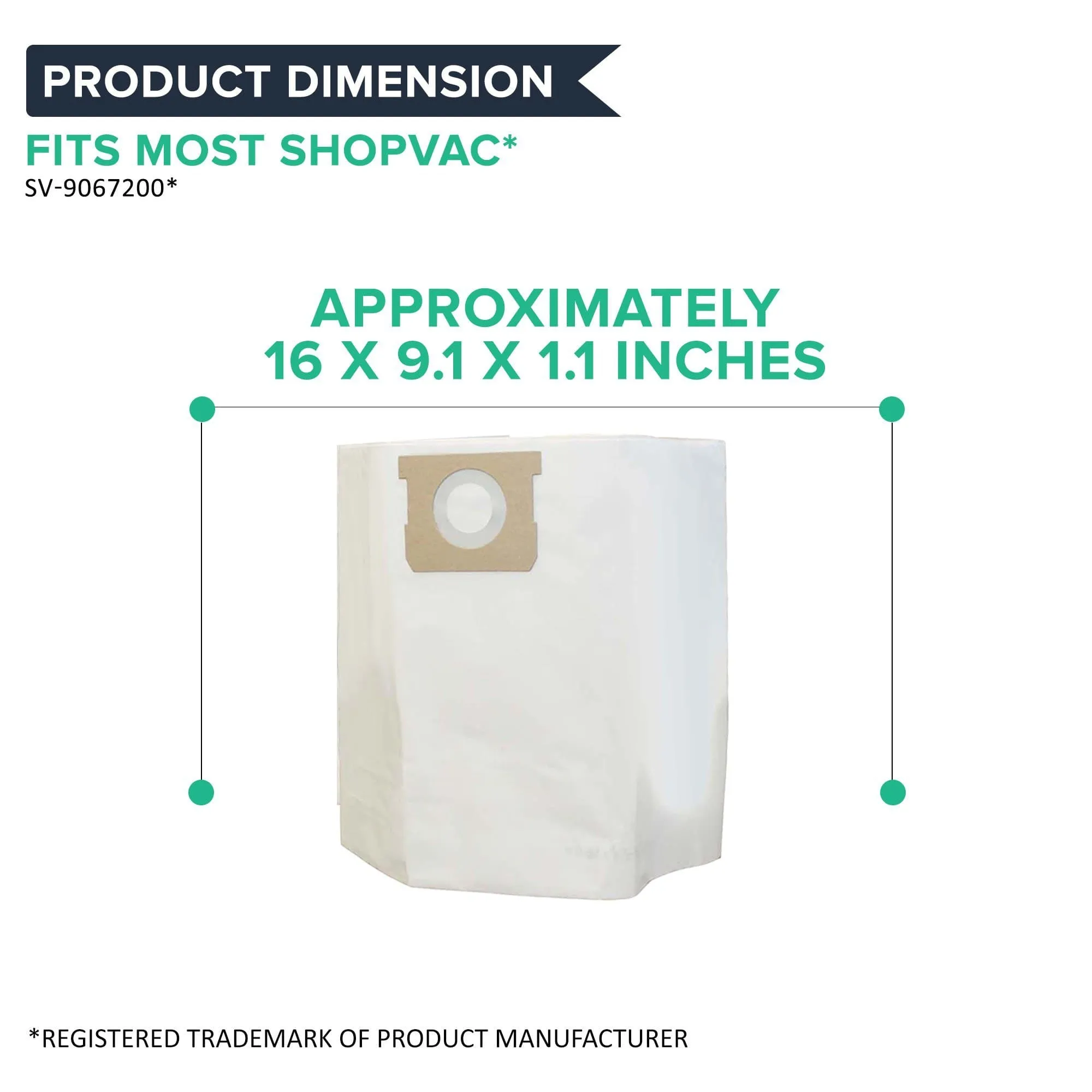 Think Crucial Replacement Vacuum Bags Compatible with Shop-Vac Part # SV-9067200 & 9066200, Fits 10-14 Gallon Wet & Dry Vacuums - (3 Pack)