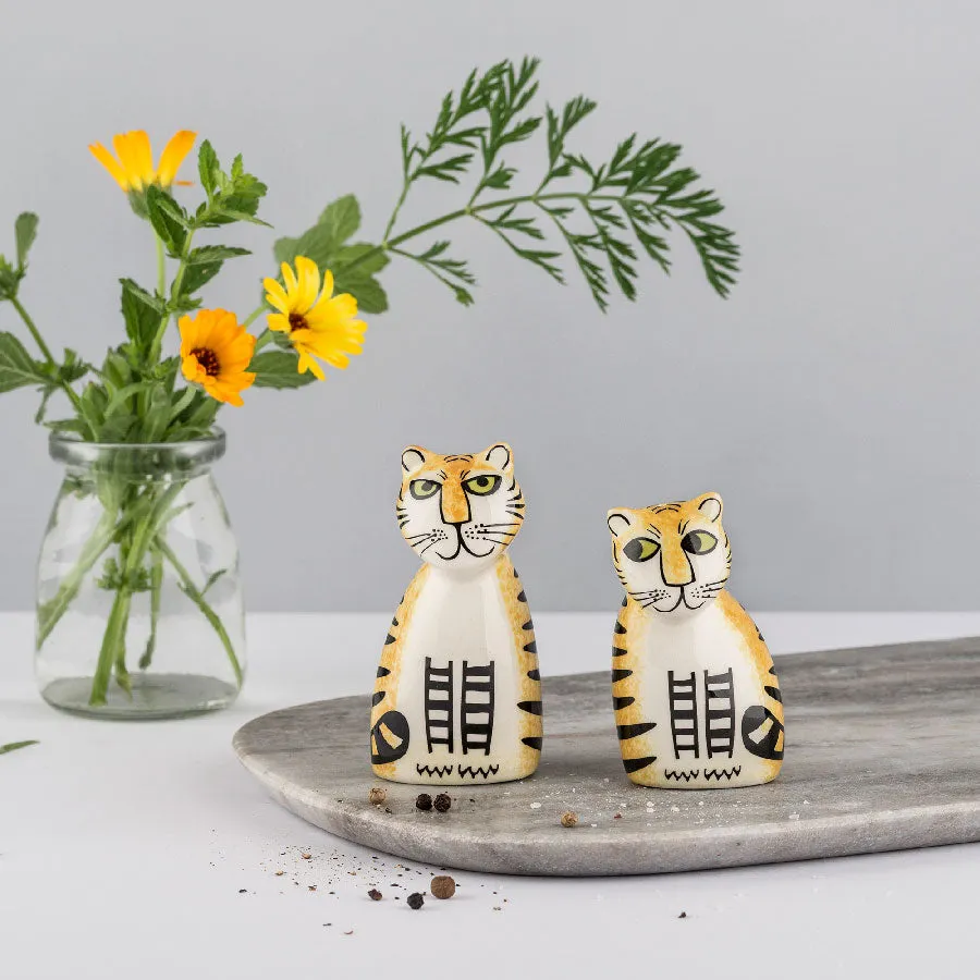 Tiger Salt and Pepper Shakers x 4