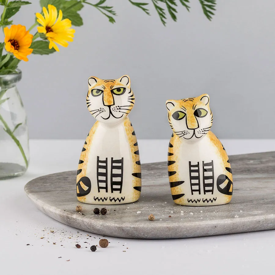 Tiger Salt and Pepper Shakers x 4