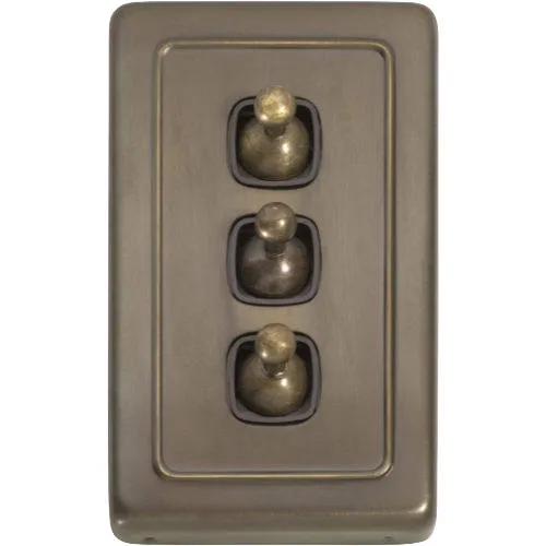 Tradco 3 Gang Flat Plate Toggle Switches