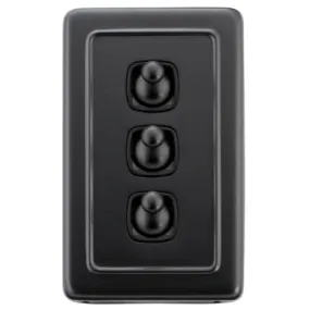 Tradco 3 Gang Flat Plate Toggle Switches