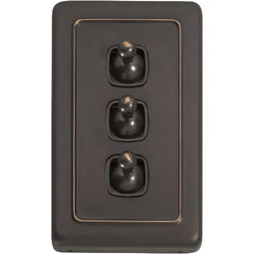 Tradco 3 Gang Flat Plate Toggle Switches