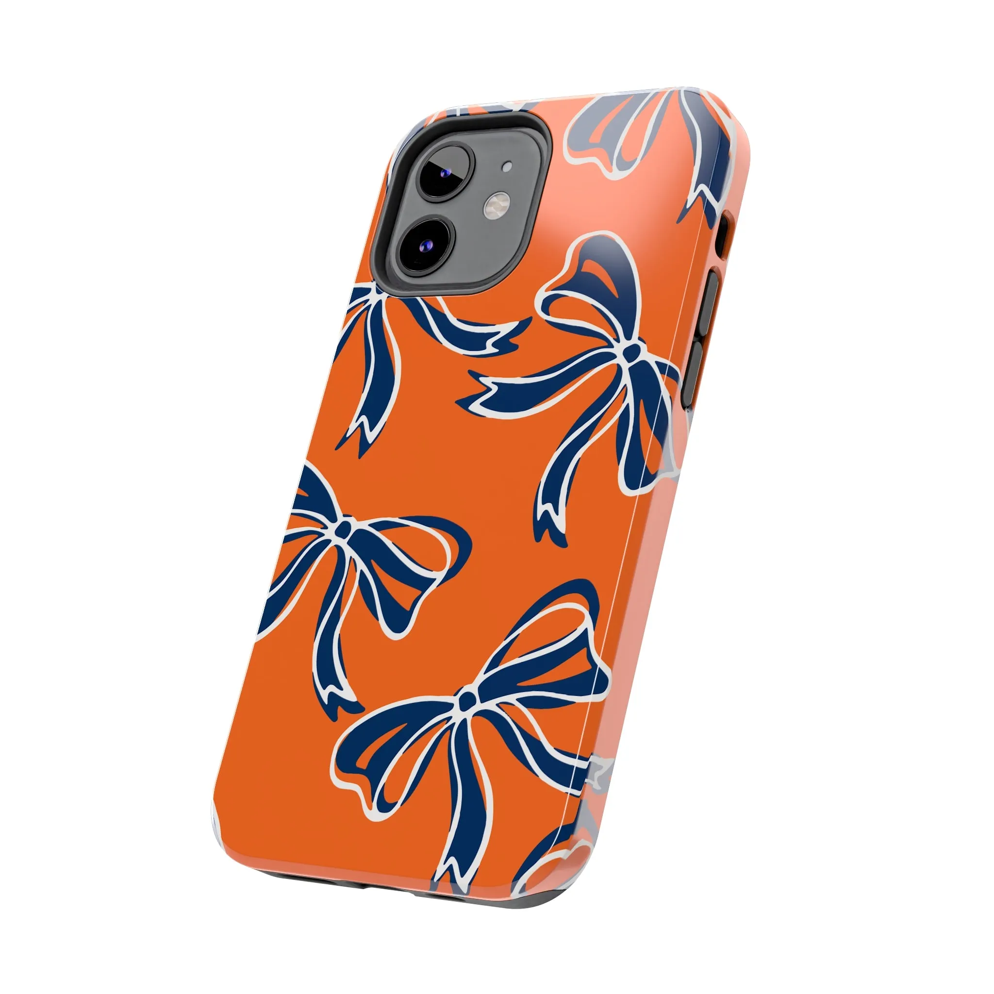 Trendy Bow Phone Case, Bed Party Bow Iphone case, Bow Phone Case, Bow Gifts - Syracuse, Auburn, Illinois, Bucknell, UVA, Navy & Orange