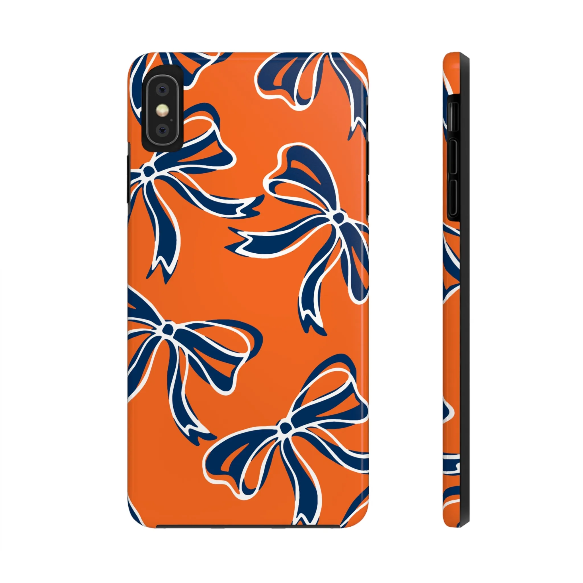 Trendy Bow Phone Case, Bed Party Bow Iphone case, Bow Phone Case, Bow Gifts - Syracuse, Auburn, Illinois, Bucknell, UVA, Navy & Orange