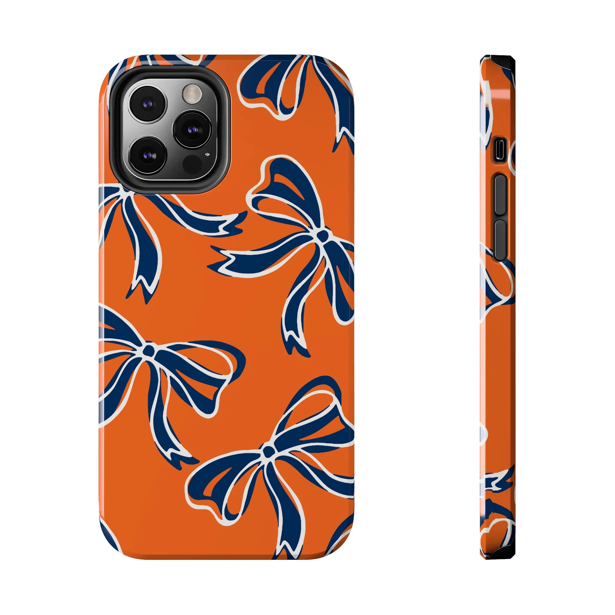 Trendy Bow Phone Case, Bed Party Bow Iphone case, Bow Phone Case, Bow Gifts - Syracuse, Auburn, Illinois, Bucknell, UVA, Navy & Orange