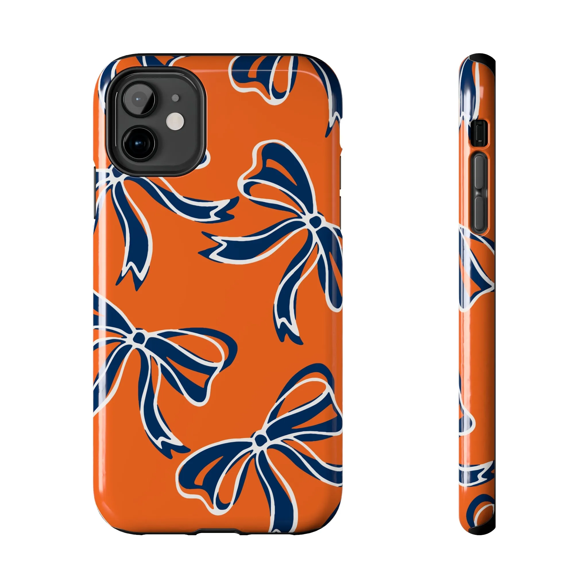 Trendy Bow Phone Case, Bed Party Bow Iphone case, Bow Phone Case, Bow Gifts - Syracuse, Auburn, Illinois, Bucknell, UVA, Navy & Orange