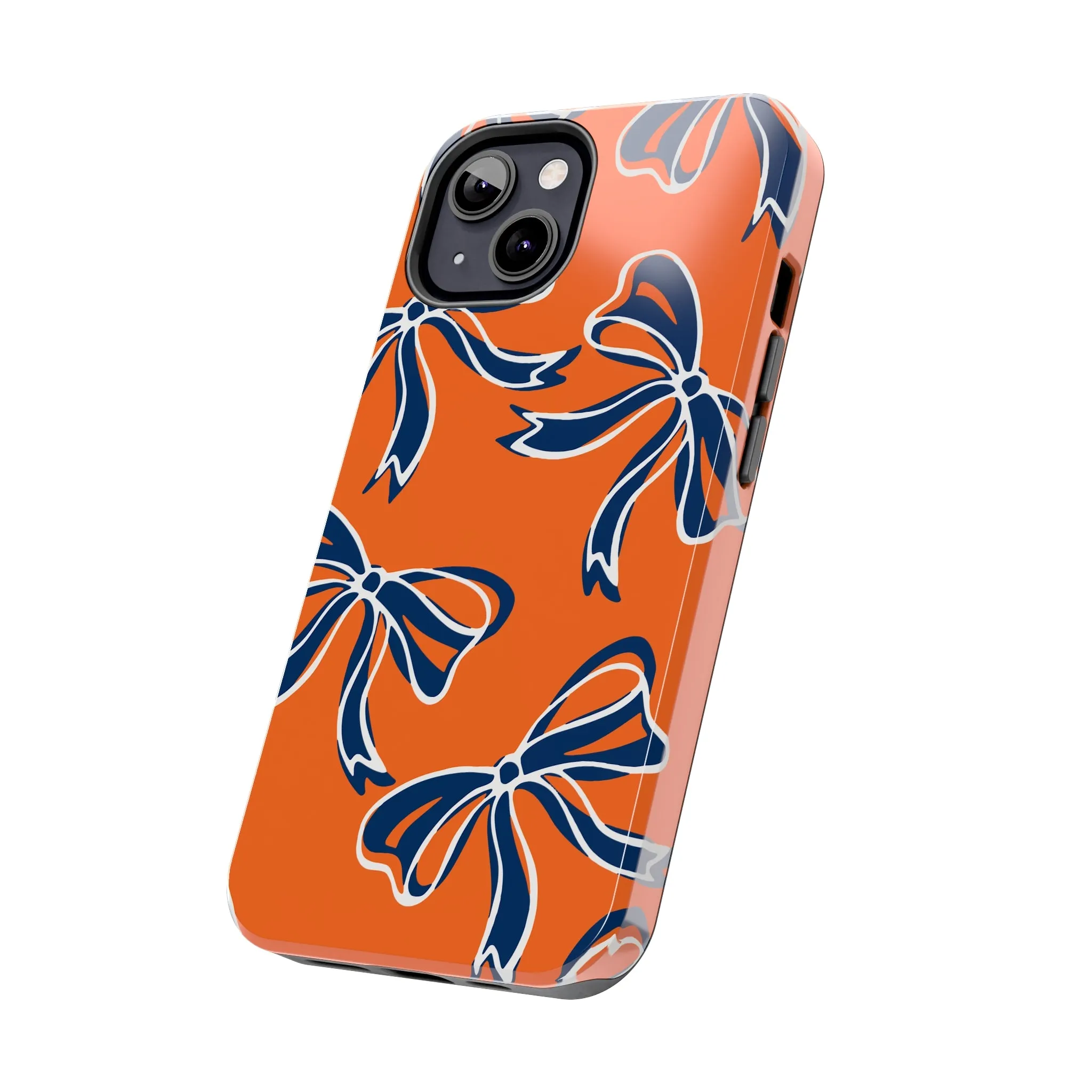 Trendy Bow Phone Case, Bed Party Bow Iphone case, Bow Phone Case, Bow Gifts - Syracuse, Auburn, Illinois, Bucknell, UVA, Navy & Orange