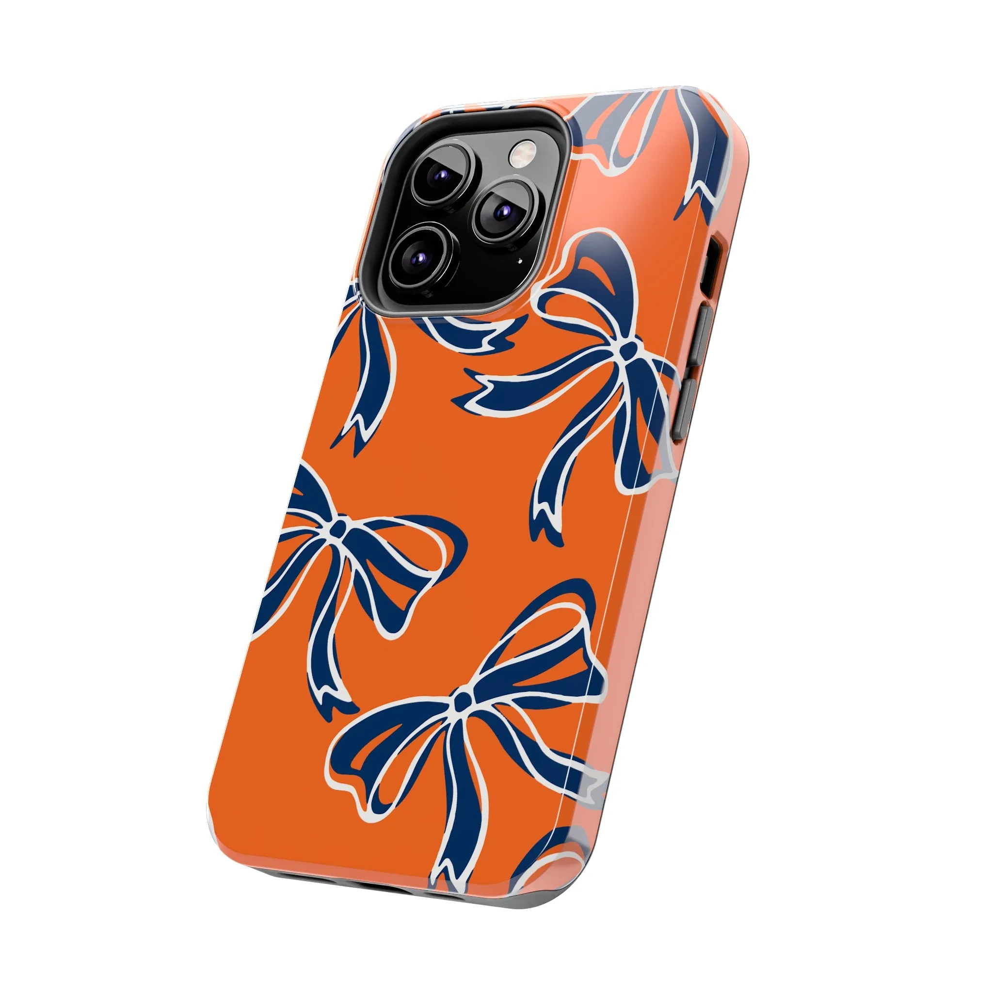 Trendy Bow Phone Case, Bed Party Bow Iphone case, Bow Phone Case, Bow Gifts - Syracuse, Auburn, Illinois, Bucknell, UVA, Navy & Orange