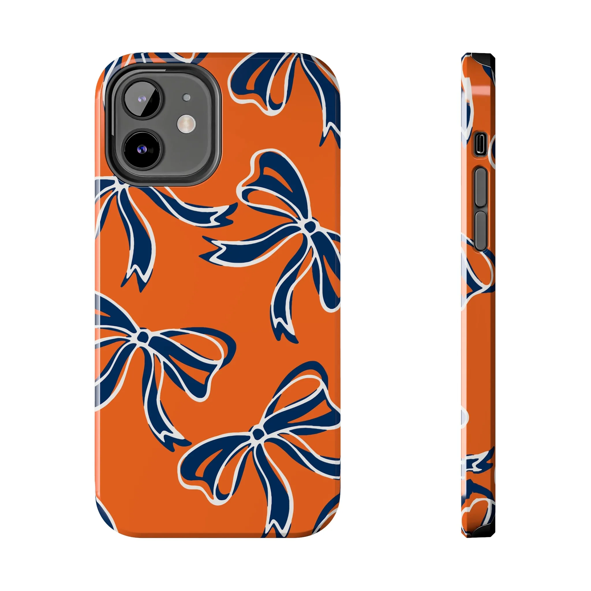 Trendy Bow Phone Case, Bed Party Bow Iphone case, Bow Phone Case, Bow Gifts - Syracuse, Auburn, Illinois, Bucknell, UVA, Navy & Orange