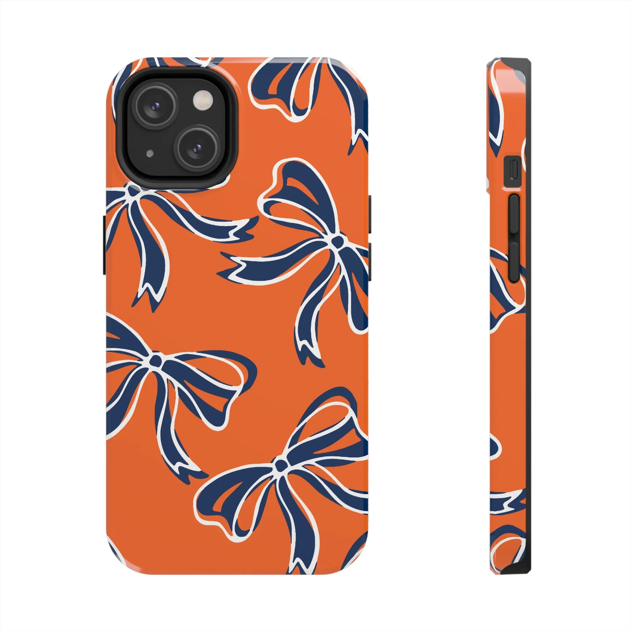 Trendy Bow Phone Case, Bed Party Bow Iphone case, Bow Phone Case, Bow Gifts - Syracuse, Auburn, Illinois, Bucknell, UVA, Navy & Orange