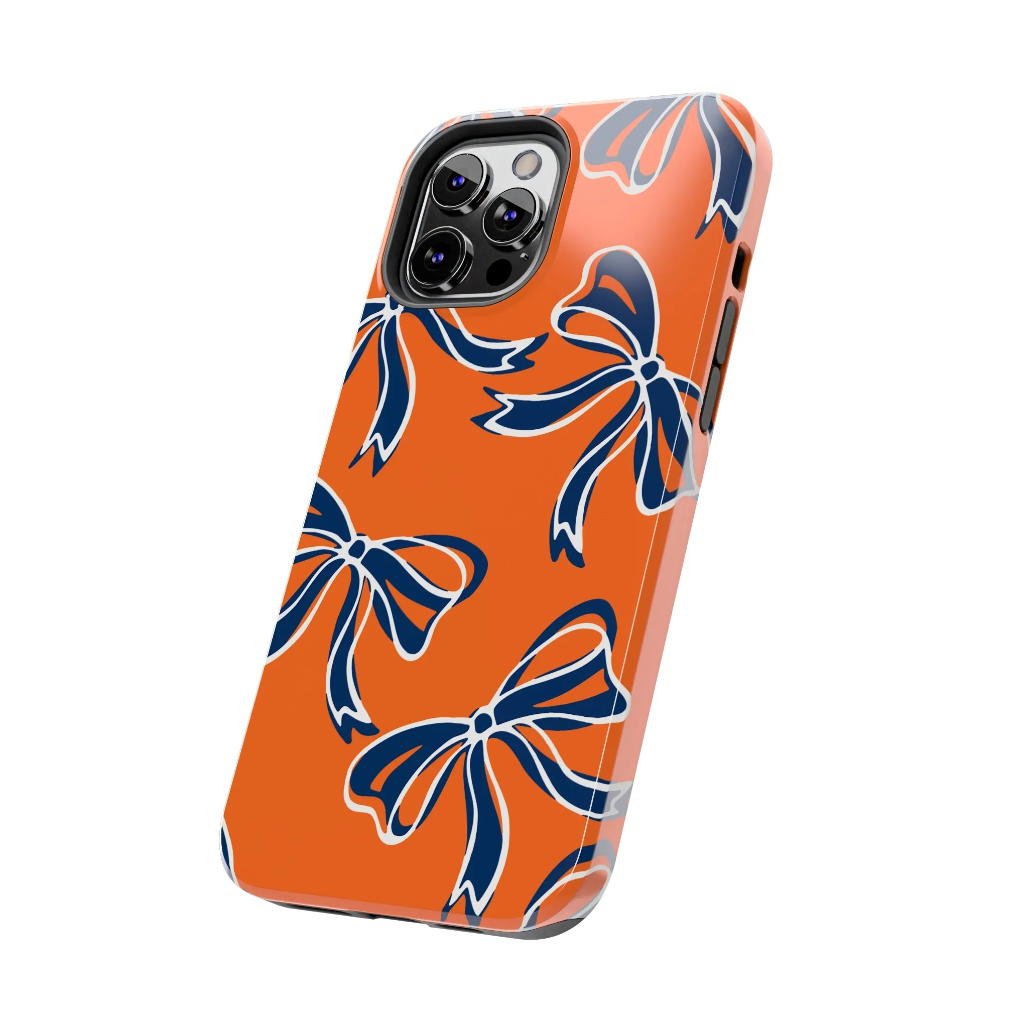 Trendy Bow Phone Case, Bed Party Bow Iphone case, Bow Phone Case, Bow Gifts - Syracuse, Auburn, Illinois, Bucknell, UVA, Navy & Orange