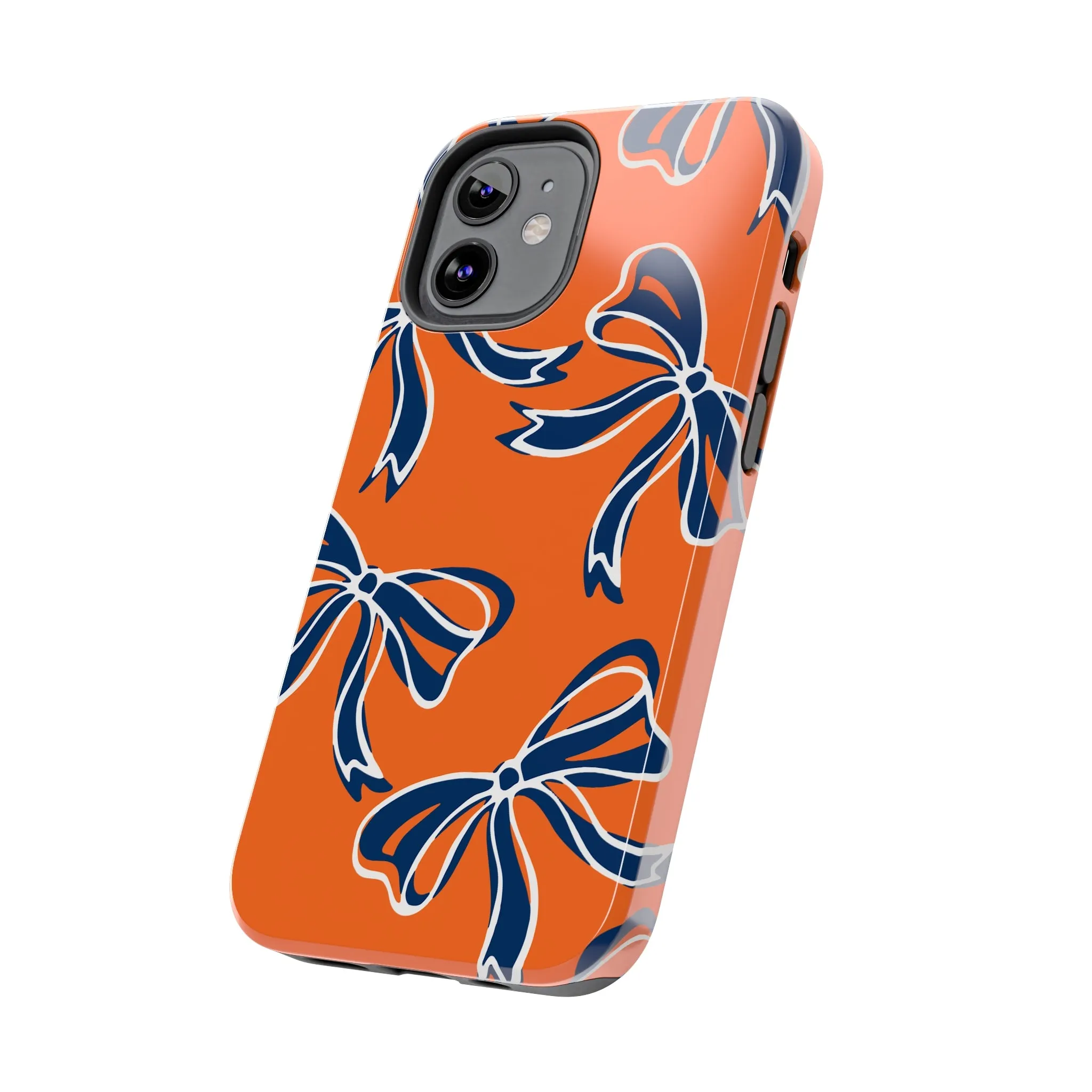 Trendy Bow Phone Case, Bed Party Bow Iphone case, Bow Phone Case, Bow Gifts - Syracuse, Auburn, Illinois, Bucknell, UVA, Navy & Orange