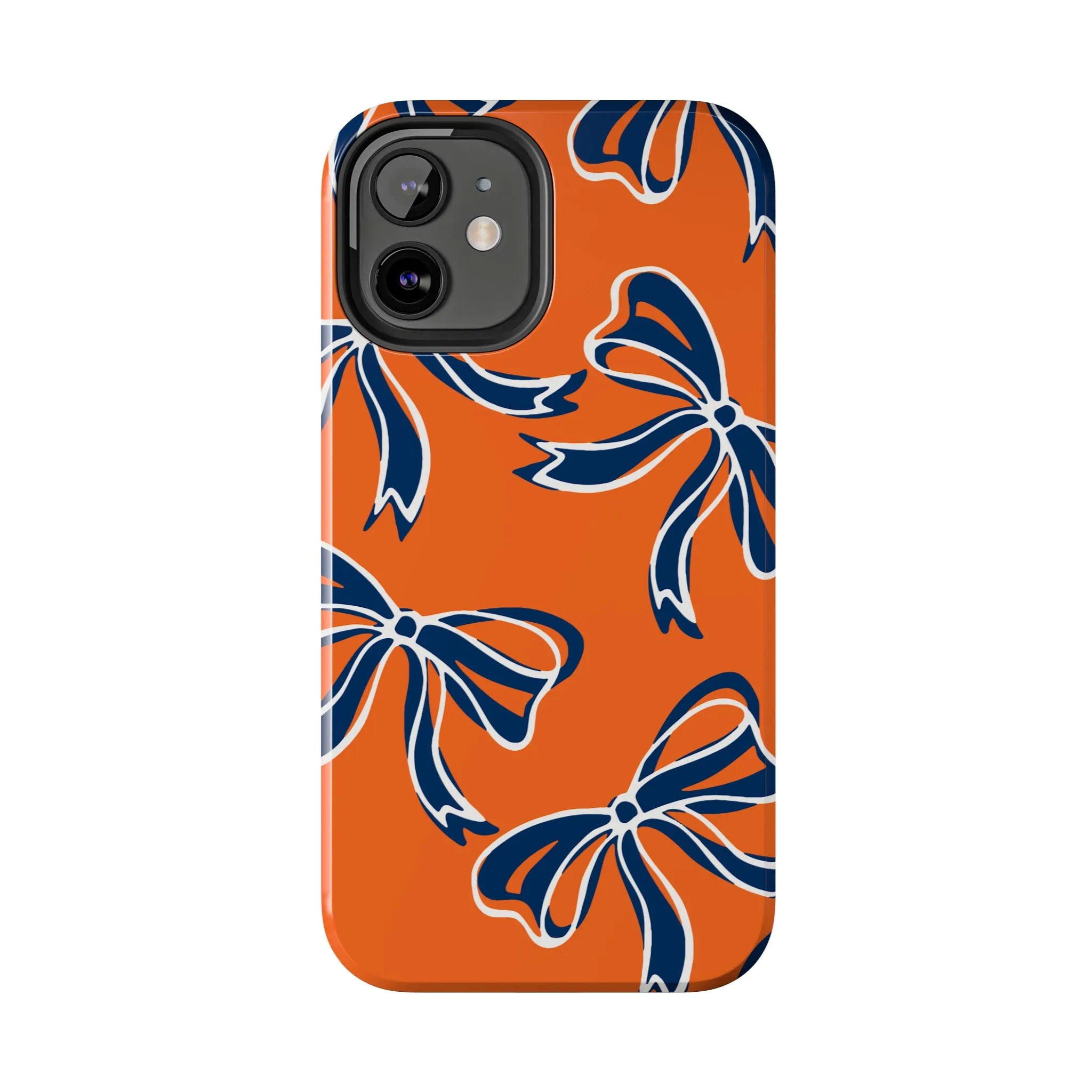 Trendy Bow Phone Case, Bed Party Bow Iphone case, Bow Phone Case, Bow Gifts - Syracuse, Auburn, Illinois, Bucknell, UVA, Navy & Orange