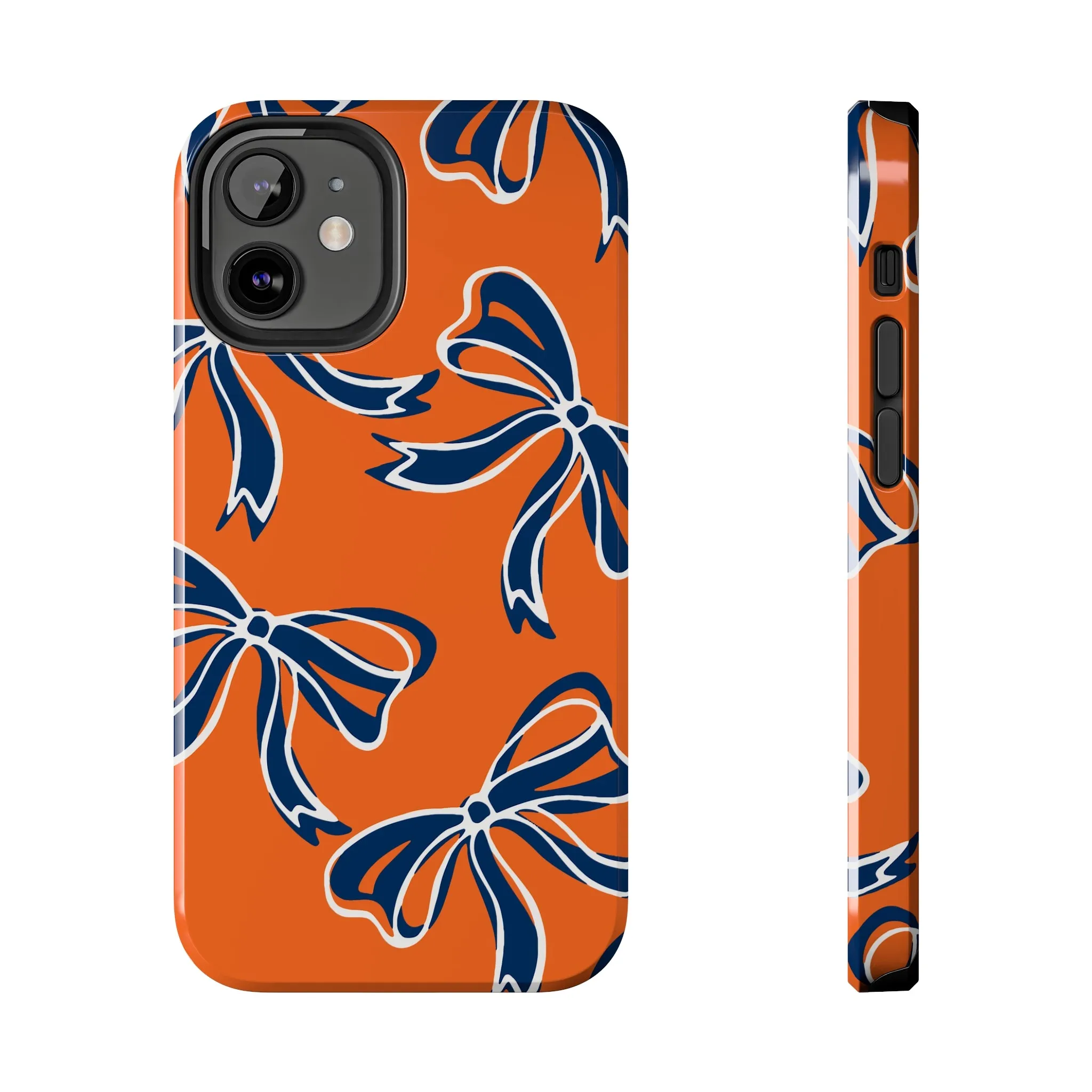 Trendy Bow Phone Case, Bed Party Bow Iphone case, Bow Phone Case, Bow Gifts - Syracuse, Auburn, Illinois, Bucknell, UVA, Navy & Orange