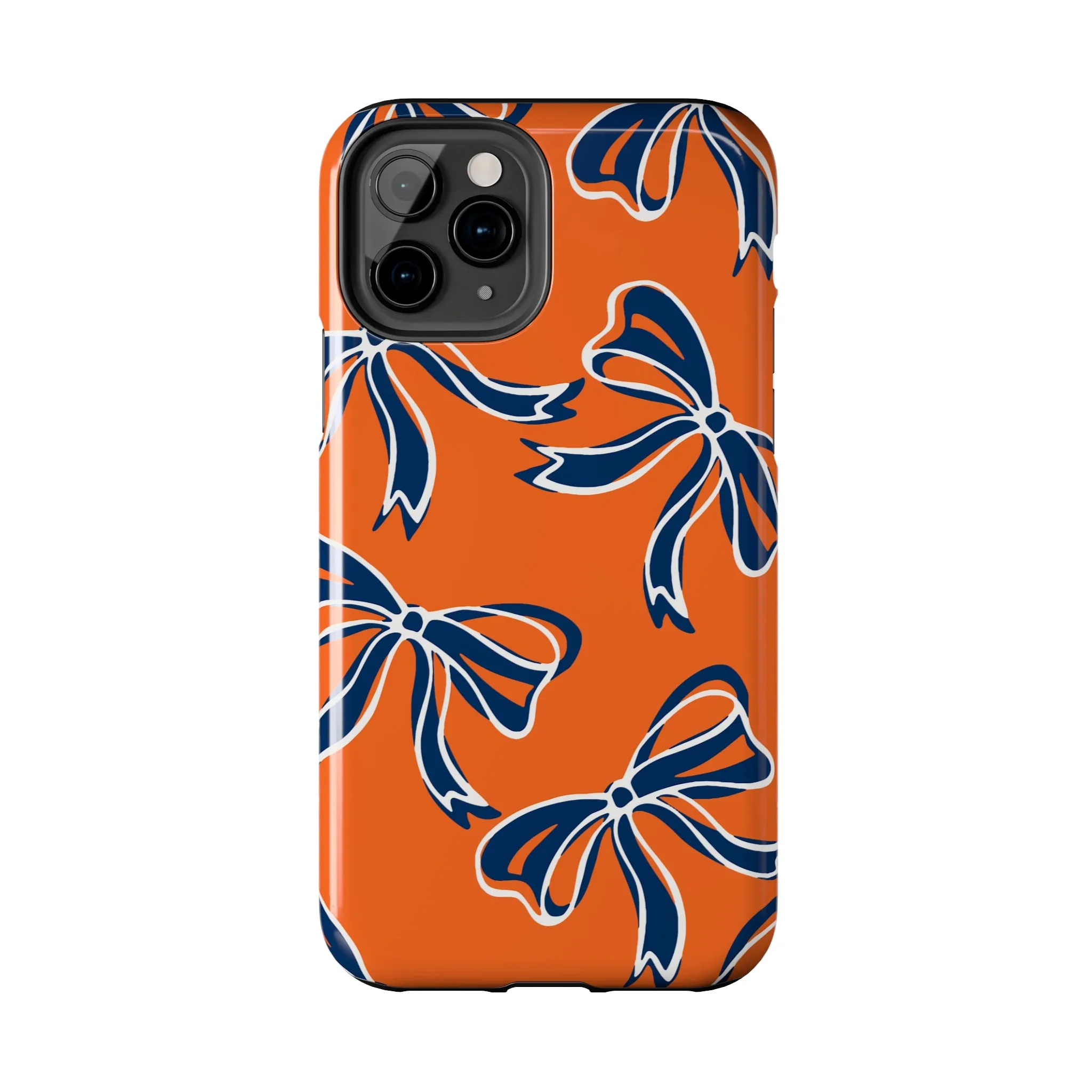 Trendy Bow Phone Case, Bed Party Bow Iphone case, Bow Phone Case, Bow Gifts - Syracuse, Auburn, Illinois, Bucknell, UVA, Navy & Orange