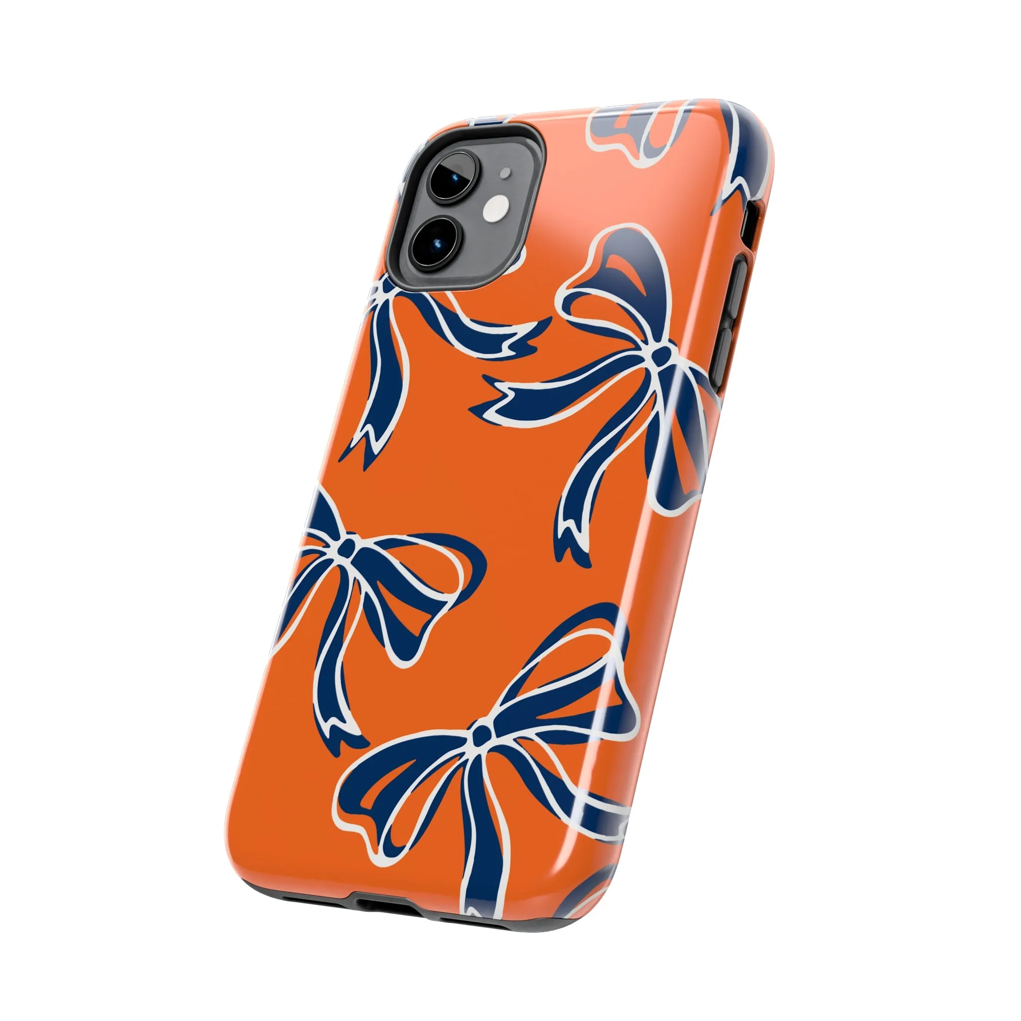 Trendy Bow Phone Case, Bed Party Bow Iphone case, Bow Phone Case, Bow Gifts - Syracuse, Auburn, Illinois, Bucknell, UVA, Navy & Orange