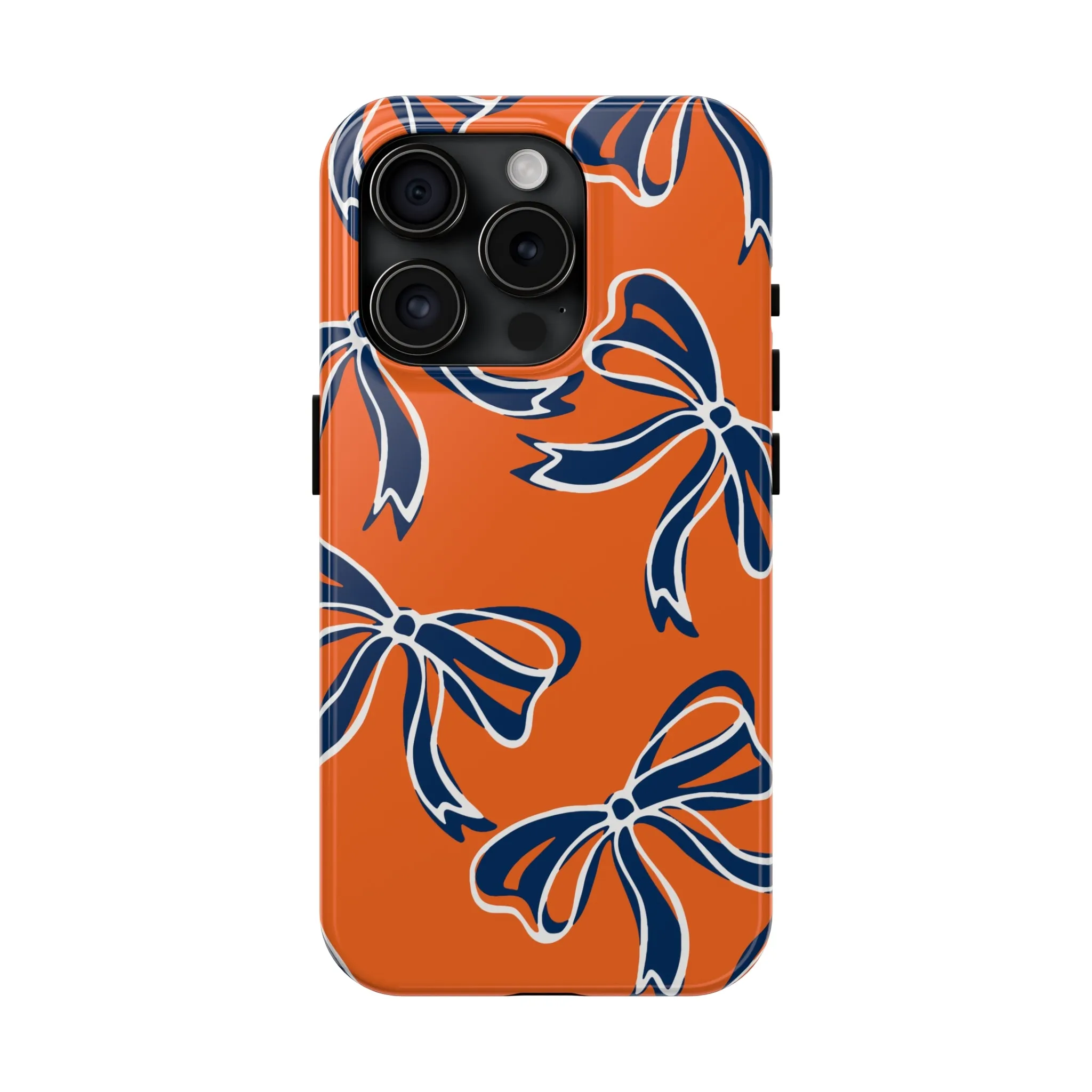 Trendy Bow Phone Case, Bed Party Bow Iphone case, Bow Phone Case, Bow Gifts - Syracuse, Auburn, Illinois, Bucknell, UVA, Navy & Orange