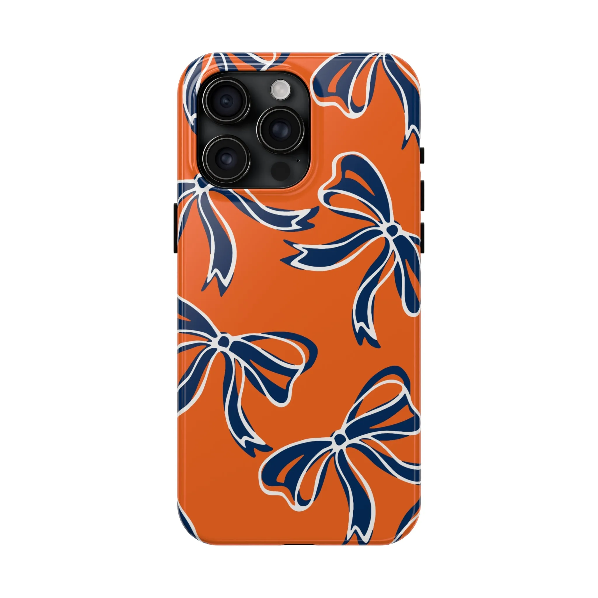 Trendy Bow Phone Case, Bed Party Bow Iphone case, Bow Phone Case, Bow Gifts - Syracuse, Auburn, Illinois, Bucknell, UVA, Navy & Orange