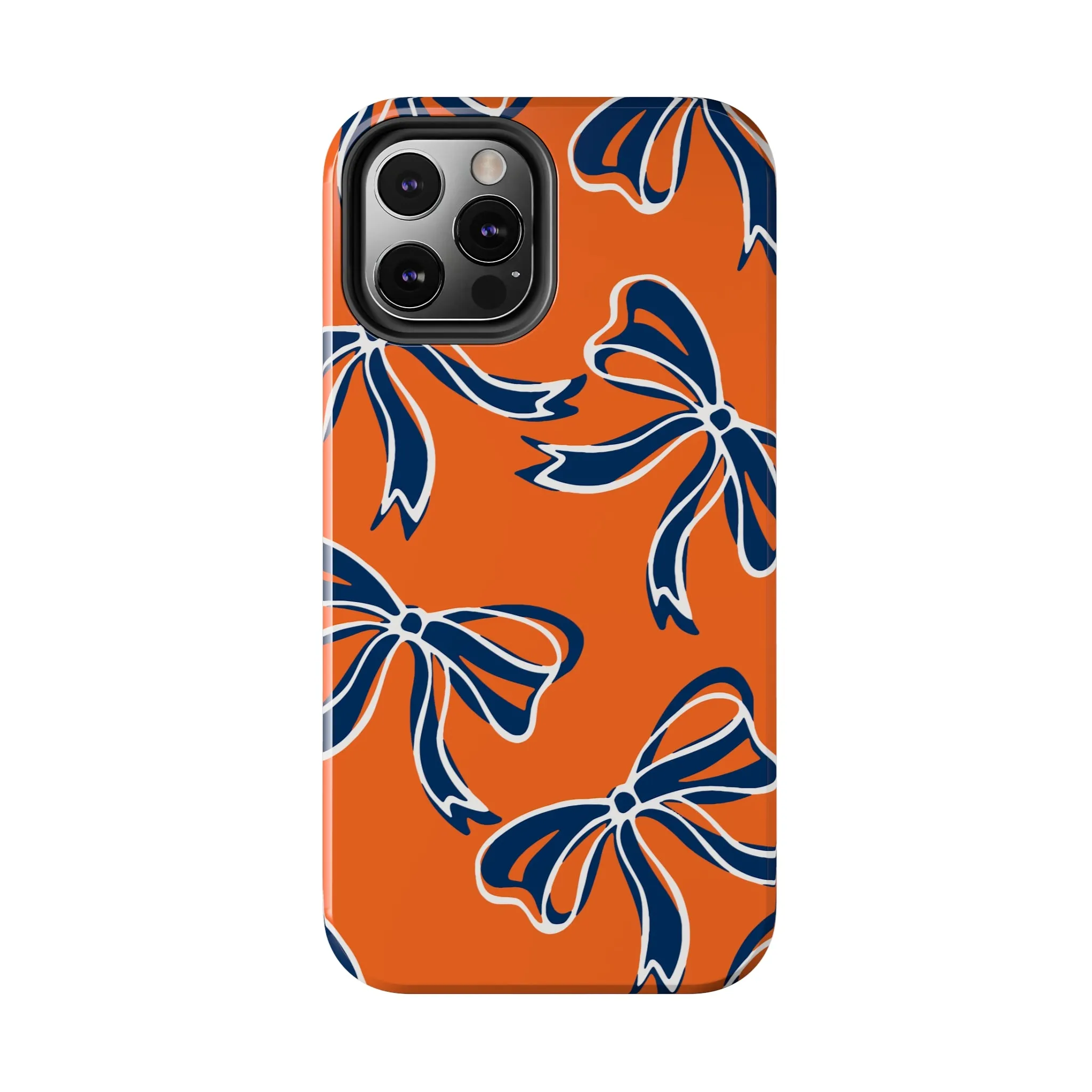 Trendy Bow Phone Case, Bed Party Bow Iphone case, Bow Phone Case, Bow Gifts - Syracuse, Auburn, Illinois, Bucknell, UVA, Navy & Orange