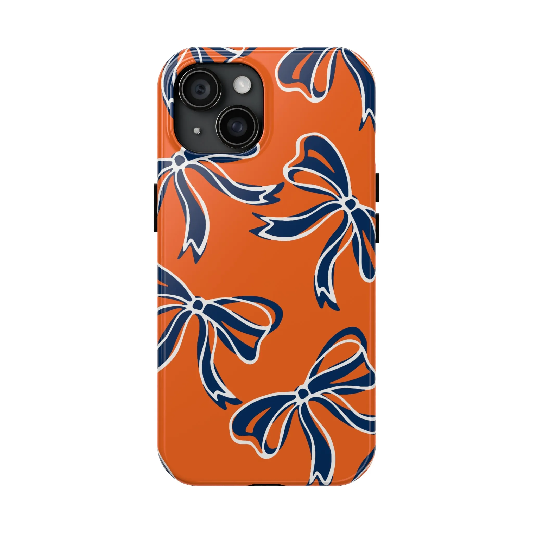 Trendy Bow Phone Case, Bed Party Bow Iphone case, Bow Phone Case, Bow Gifts - Syracuse, Auburn, Illinois, Bucknell, UVA, Navy & Orange