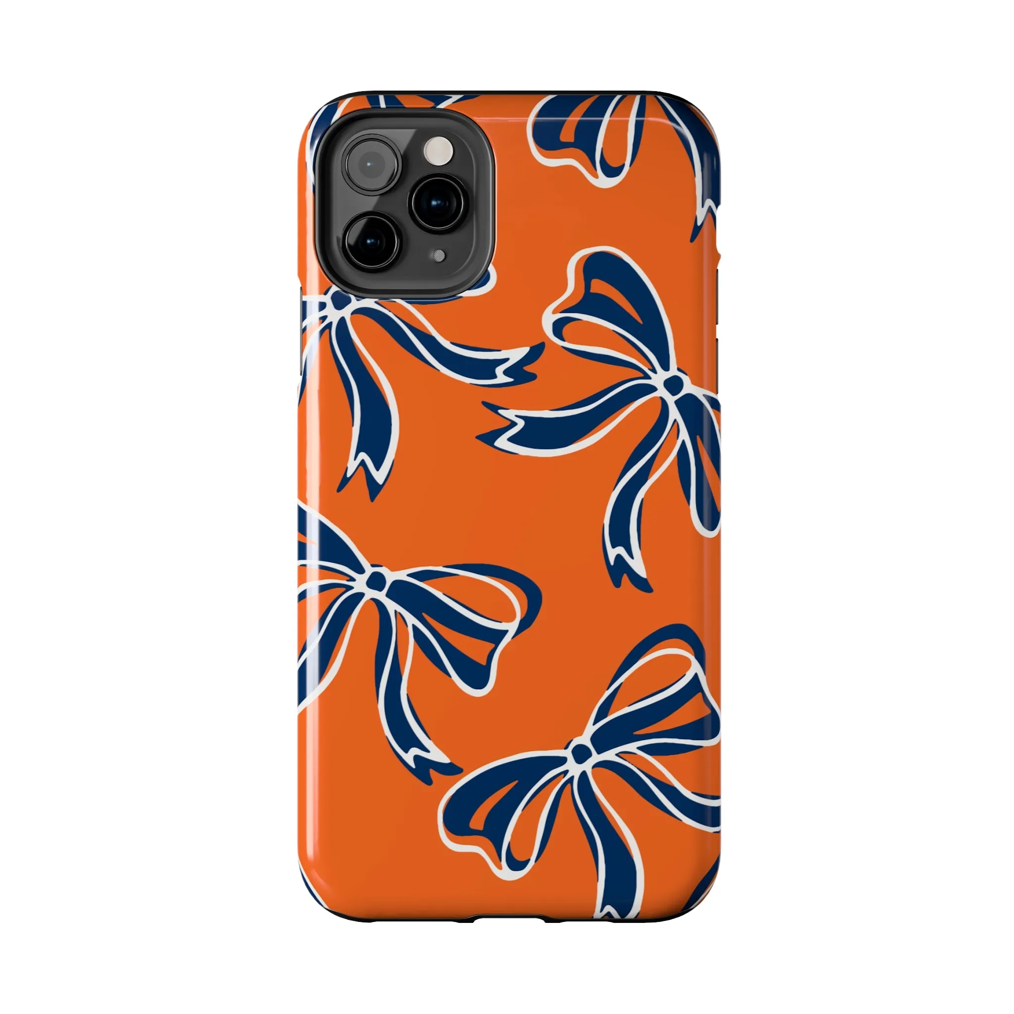 Trendy Bow Phone Case, Bed Party Bow Iphone case, Bow Phone Case, Bow Gifts - Syracuse, Auburn, Illinois, Bucknell, UVA, Navy & Orange