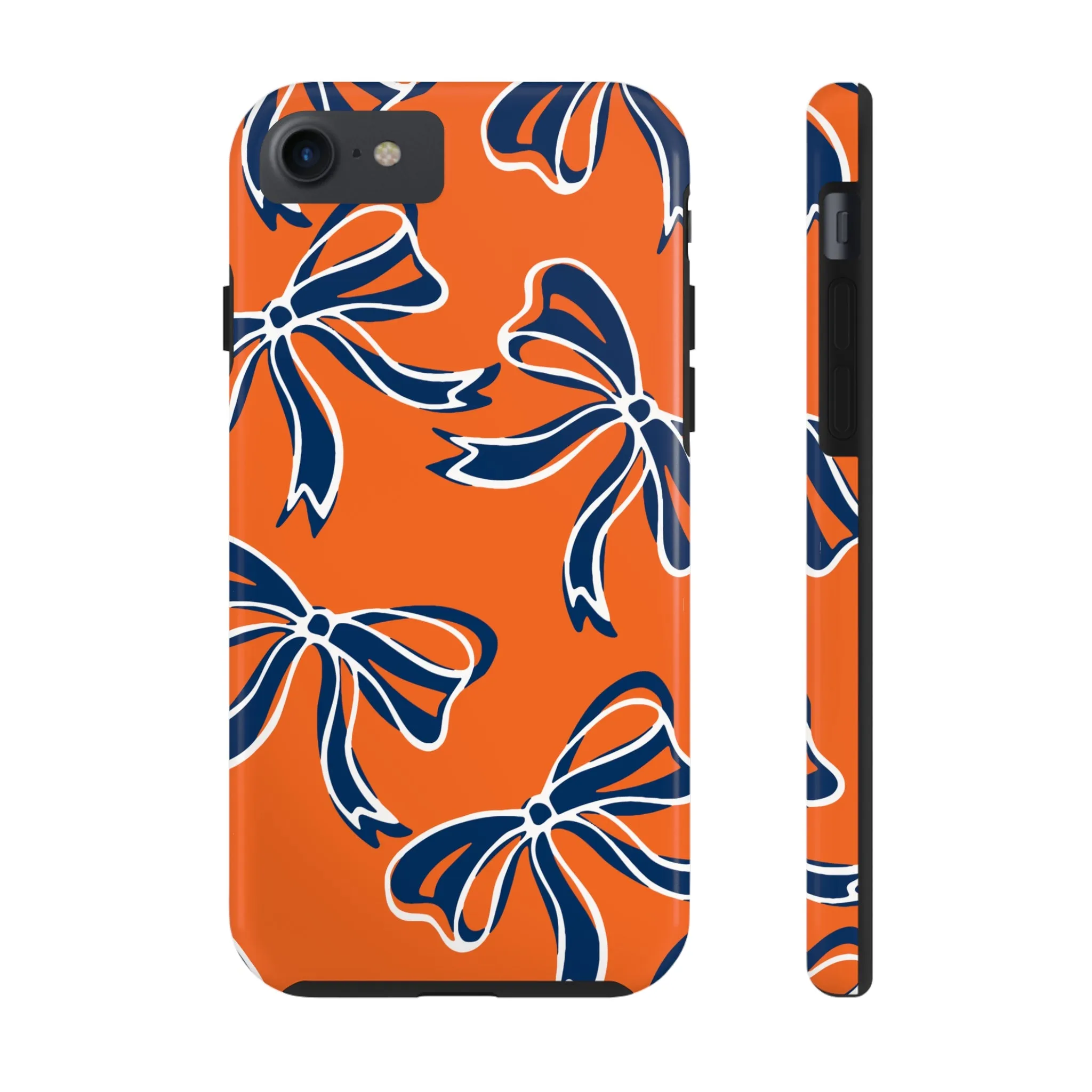 Trendy Bow Phone Case, Bed Party Bow Iphone case, Bow Phone Case, Bow Gifts - Syracuse, Auburn, Illinois, Bucknell, UVA, Navy & Orange