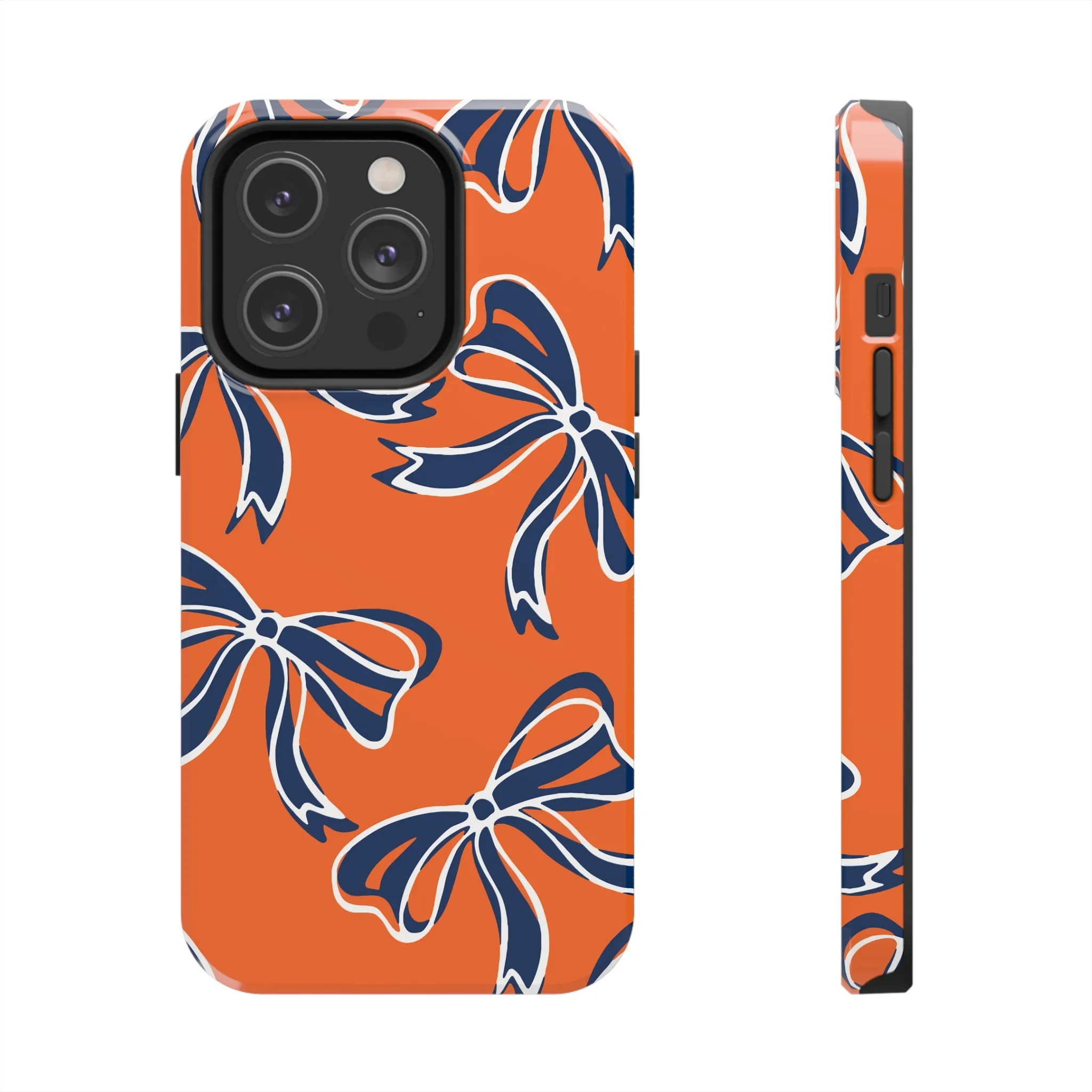 Trendy Bow Phone Case, Bed Party Bow Iphone case, Bow Phone Case, Bow Gifts - Syracuse, Auburn, Illinois, Bucknell, UVA, Navy & Orange