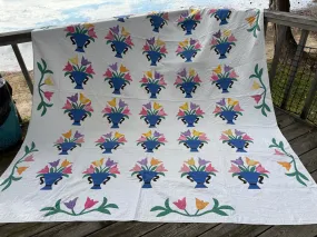 Tulip Basket Antique Quilt