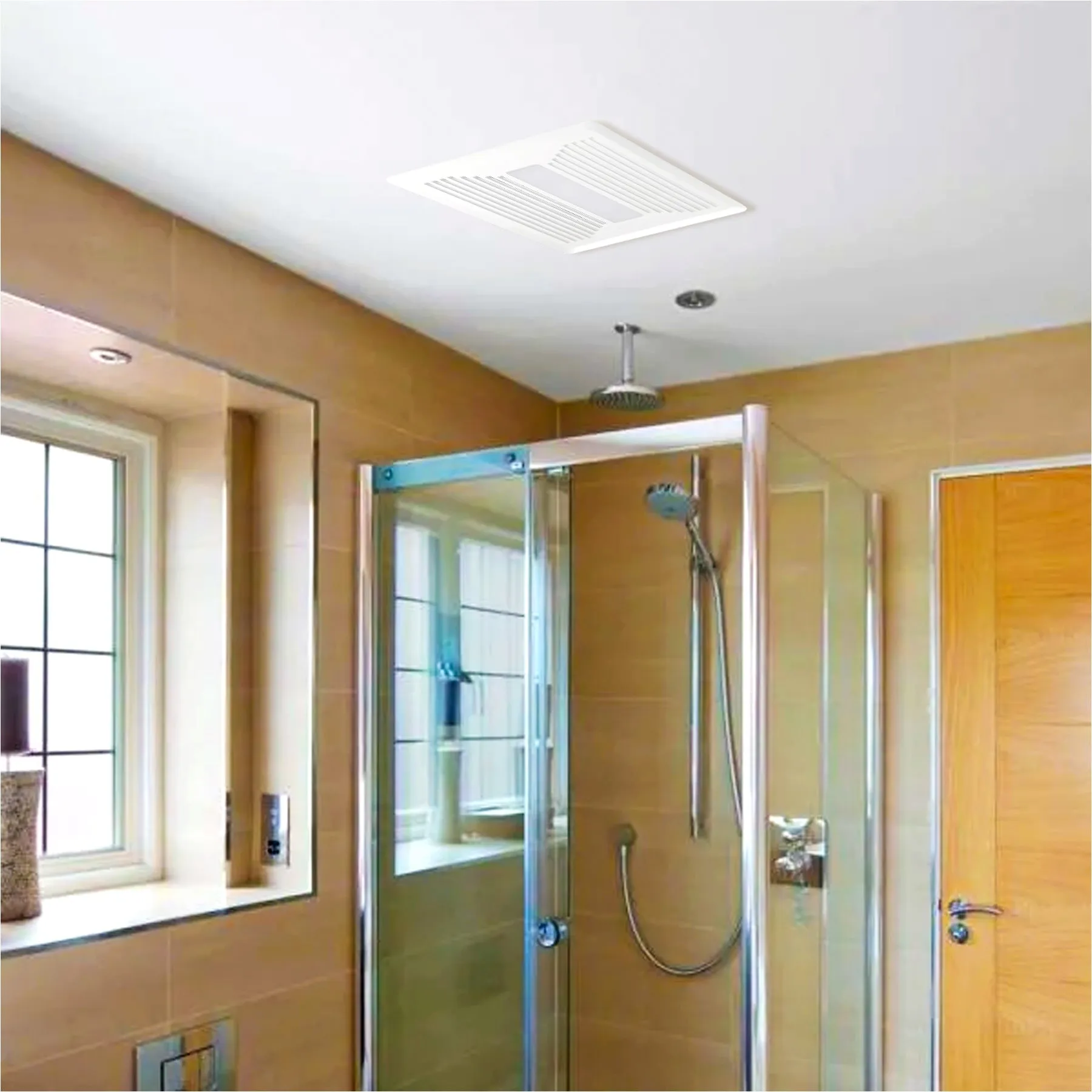 Ultra Quiet Bathroom Exhaust Fan w/ LED Light 4000K, 1000LM, 100 CFM, 0.8 Sones, Ceiling/Wall Mounted