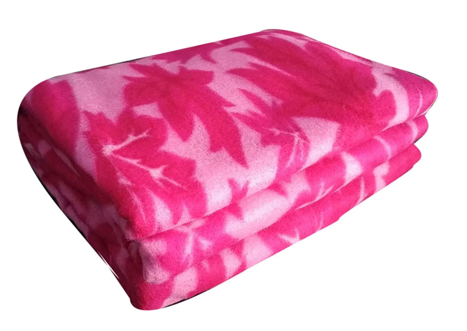 Visnik Leaf Print Woollen Quilt(Razai)/Blanket Cover(Single Bed) Pink