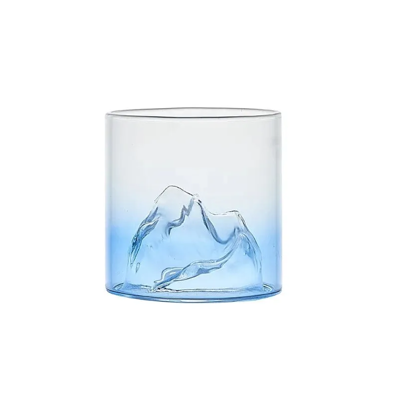 Whisky Glass Cup with 3D Mountain Water Artwork