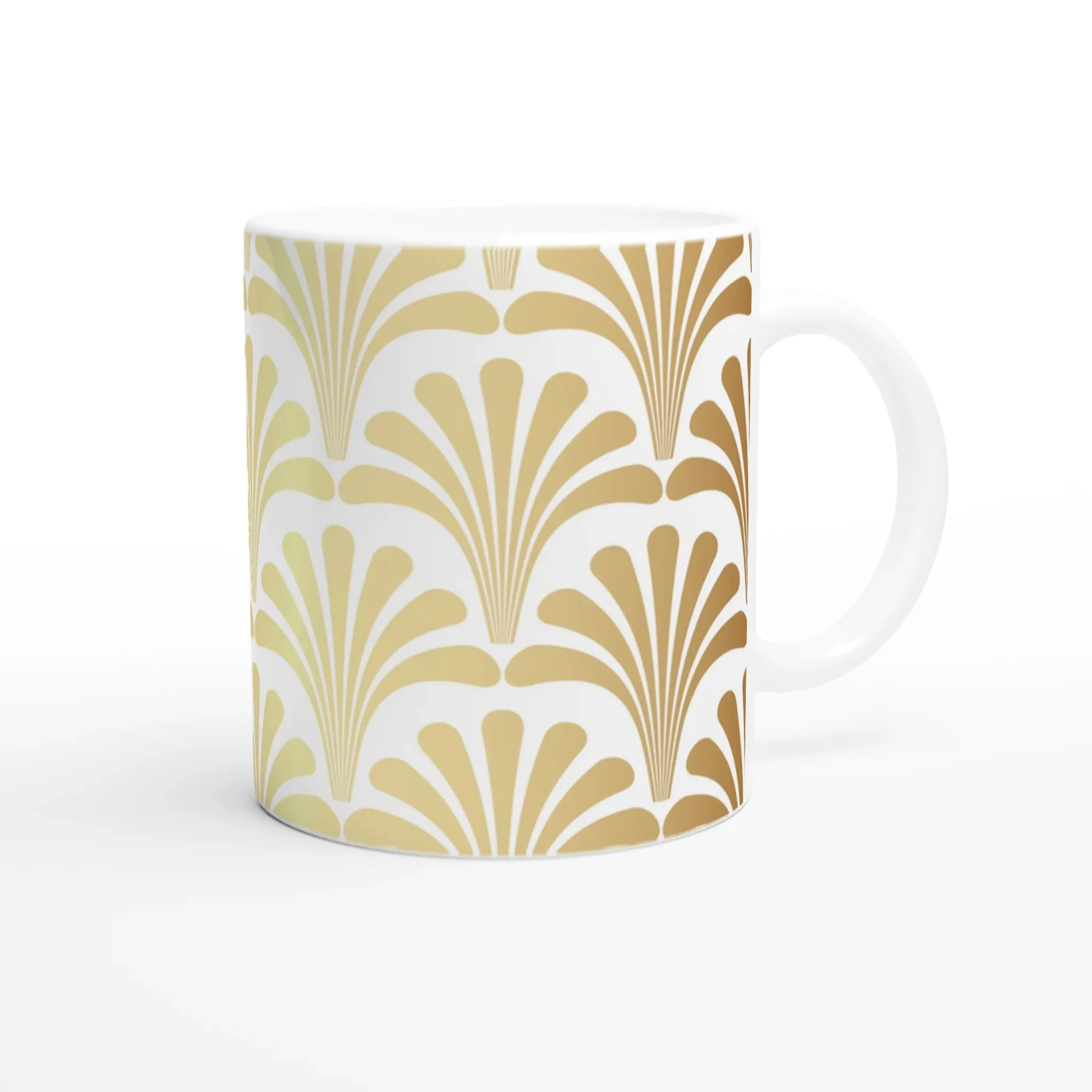 White Ceramic Mug with Gatsby Art Deco Design